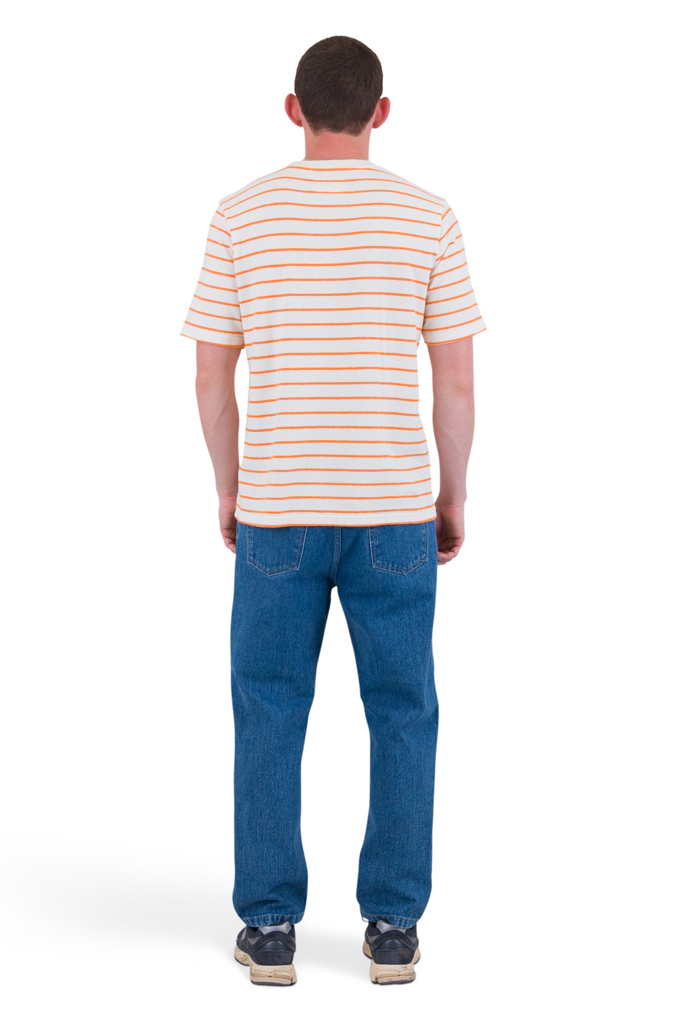 Textured Stripe Tee - Ecru/Orange