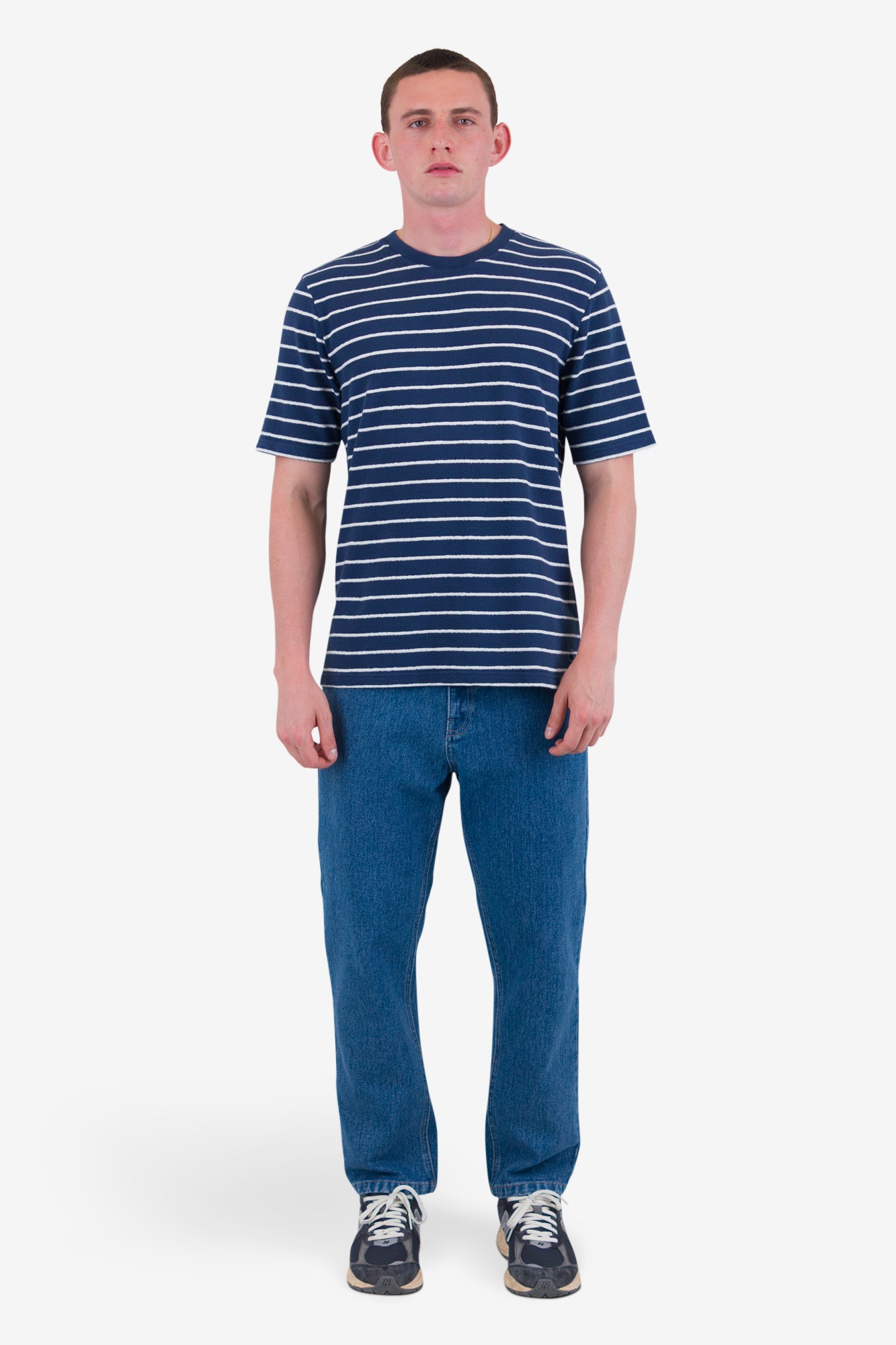 Textured Stripe Tee - Soft Blue/Ecru