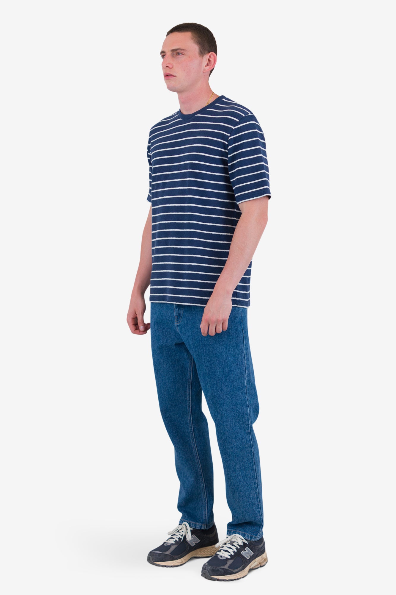 Textured Stripe Tee - Soft Blue/Ecru