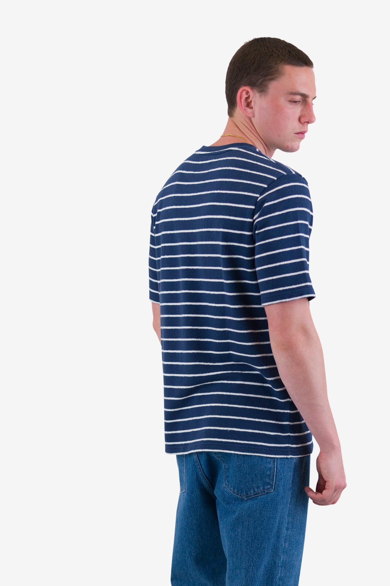 Textured Stripe Tee - Soft Blue/Ecru