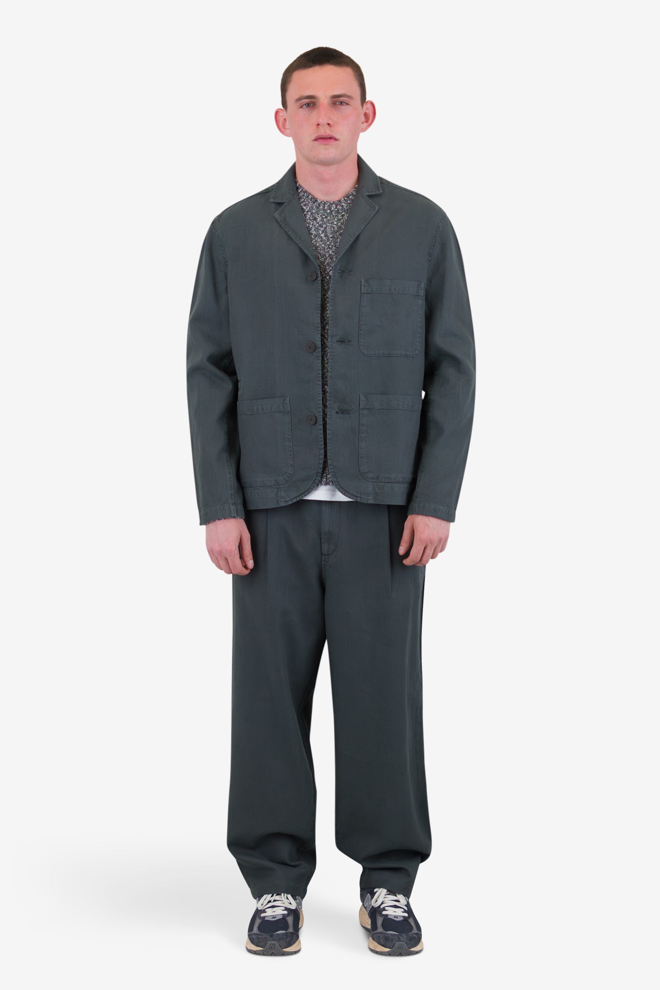 Wide Fit Blazer - Charcoal Hemp Canvas