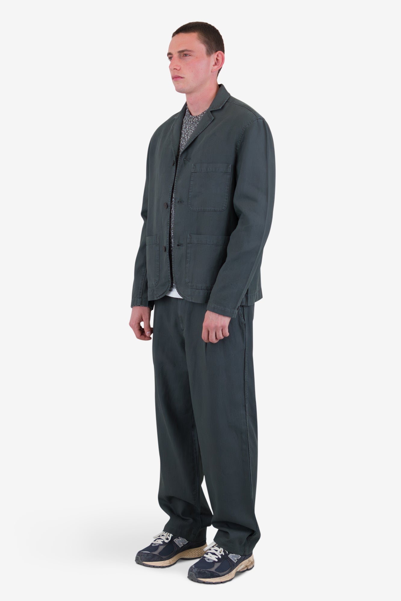 Wide Fit Blazer - Charcoal Hemp Canvas