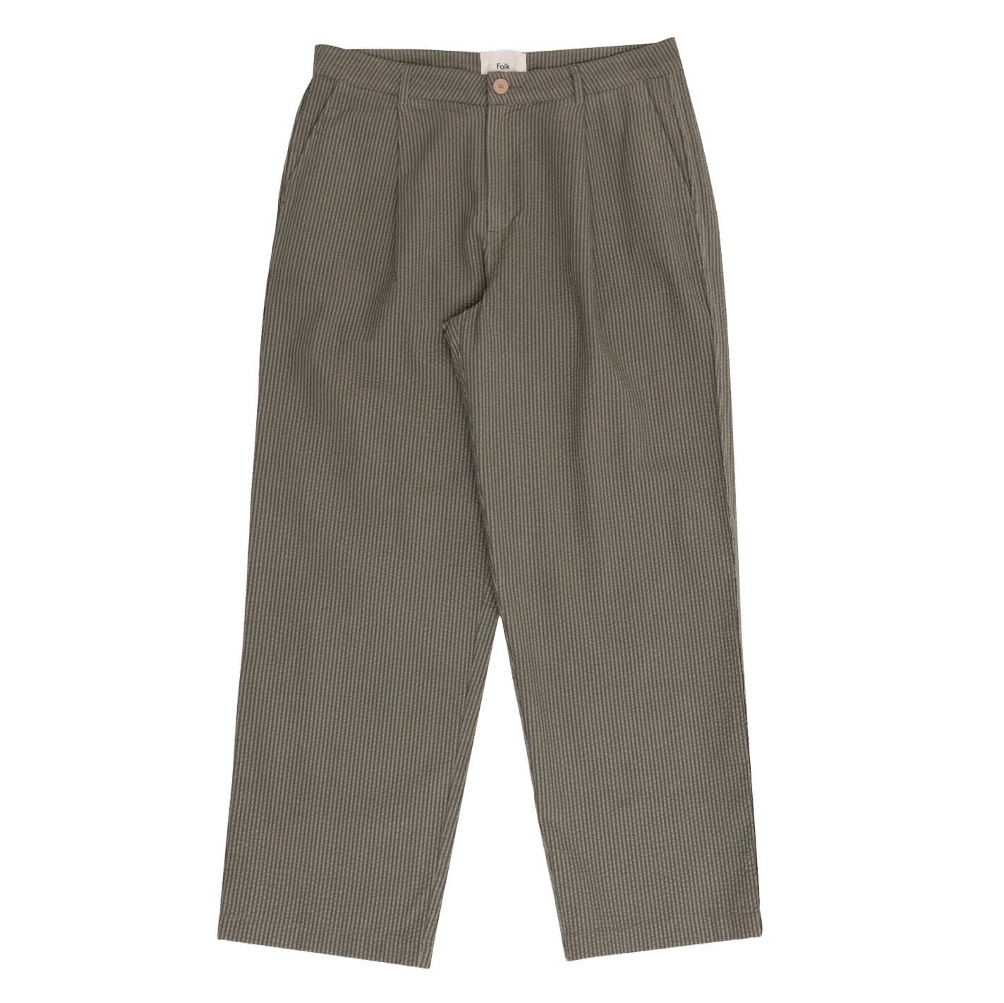 Wide Fit Trouser - Sage Overdyed Stripe