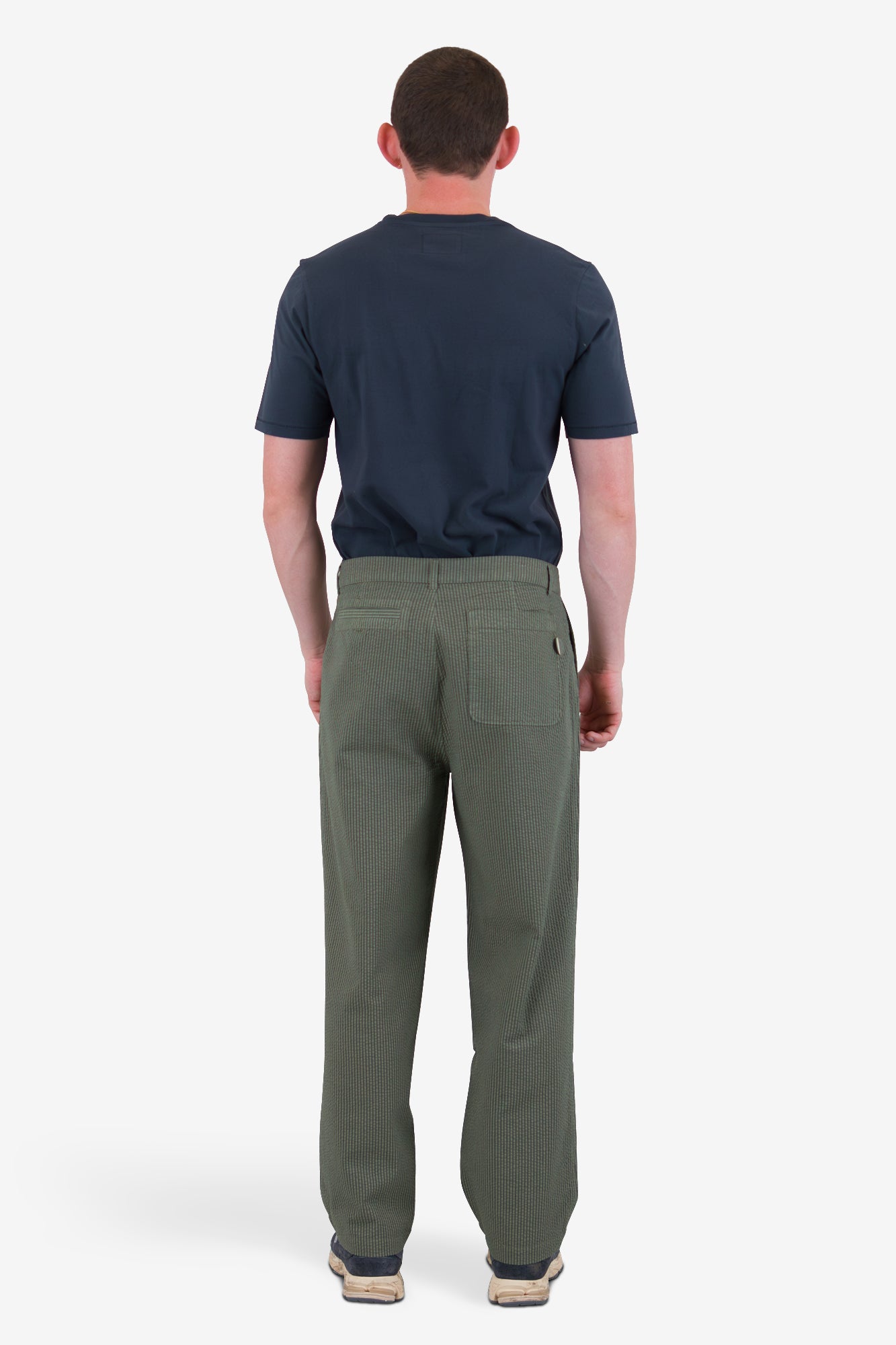 Wide Fit Trouser - Sage Overdyed Stripe