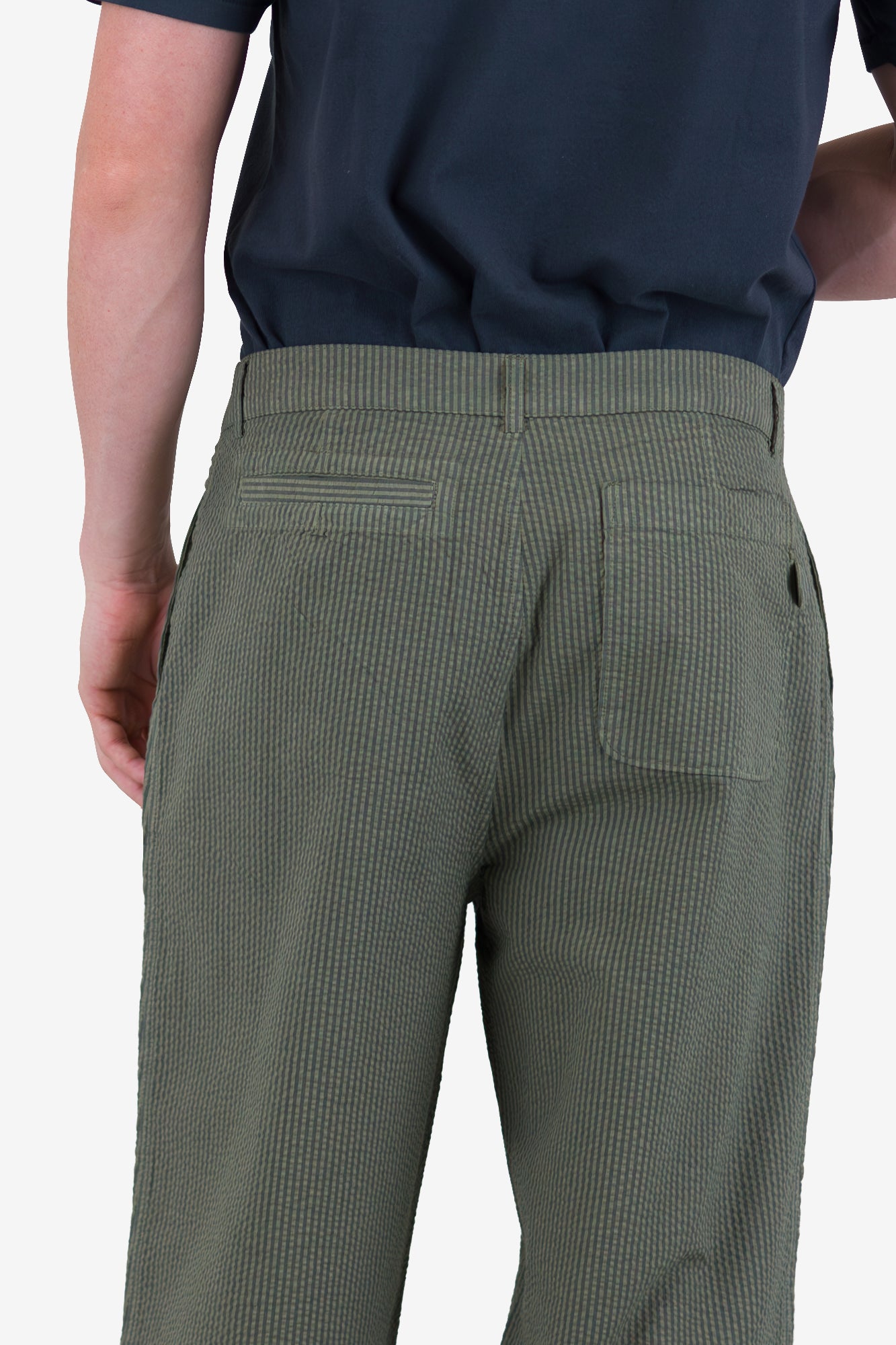 Wide Fit Trouser - Sage Overdyed Stripe