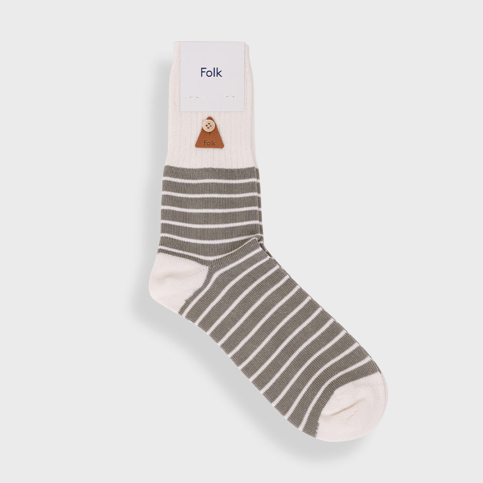 Block Stripe Socks - Olive Stripe