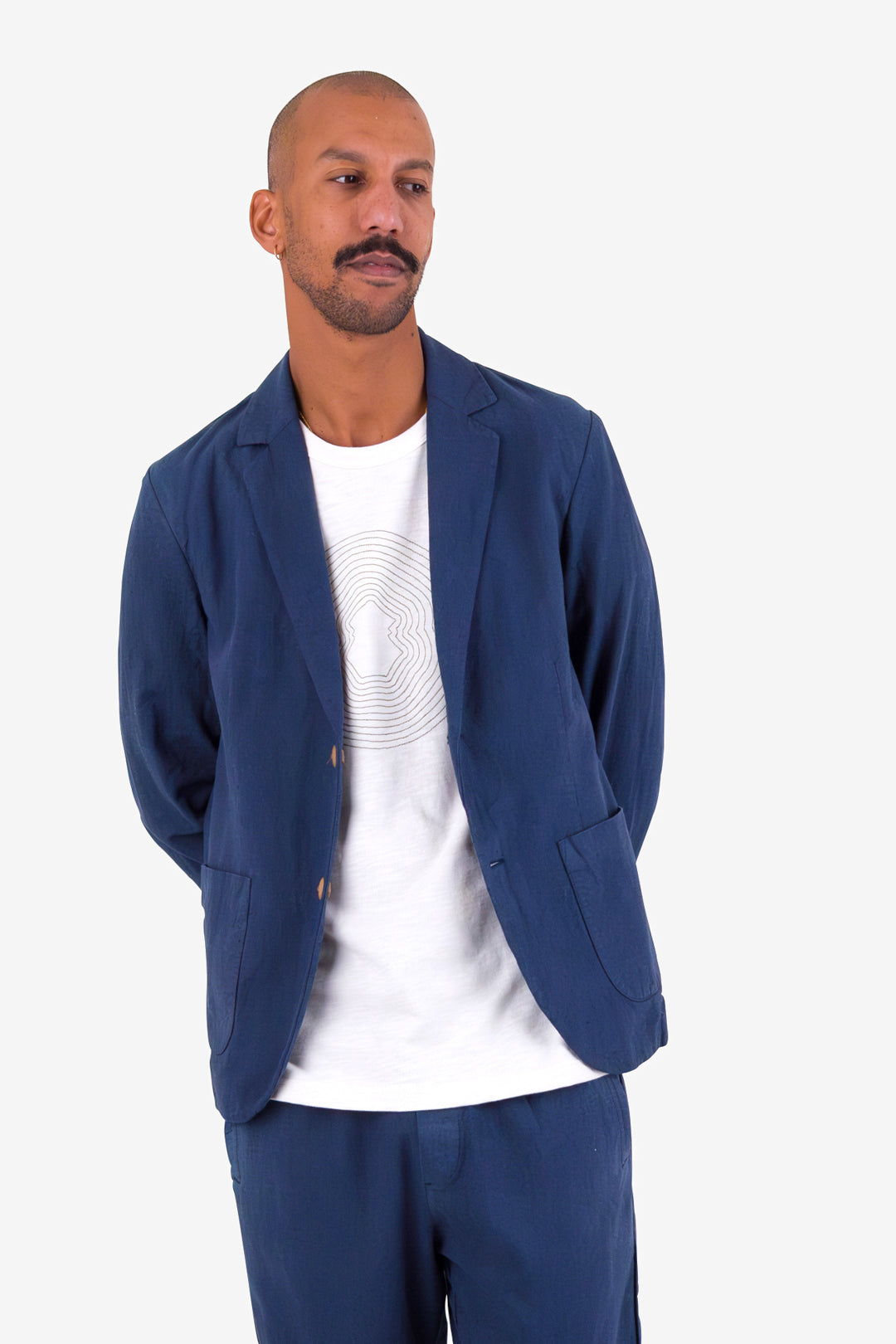 Cotton Linen Blazer - Soft Navy