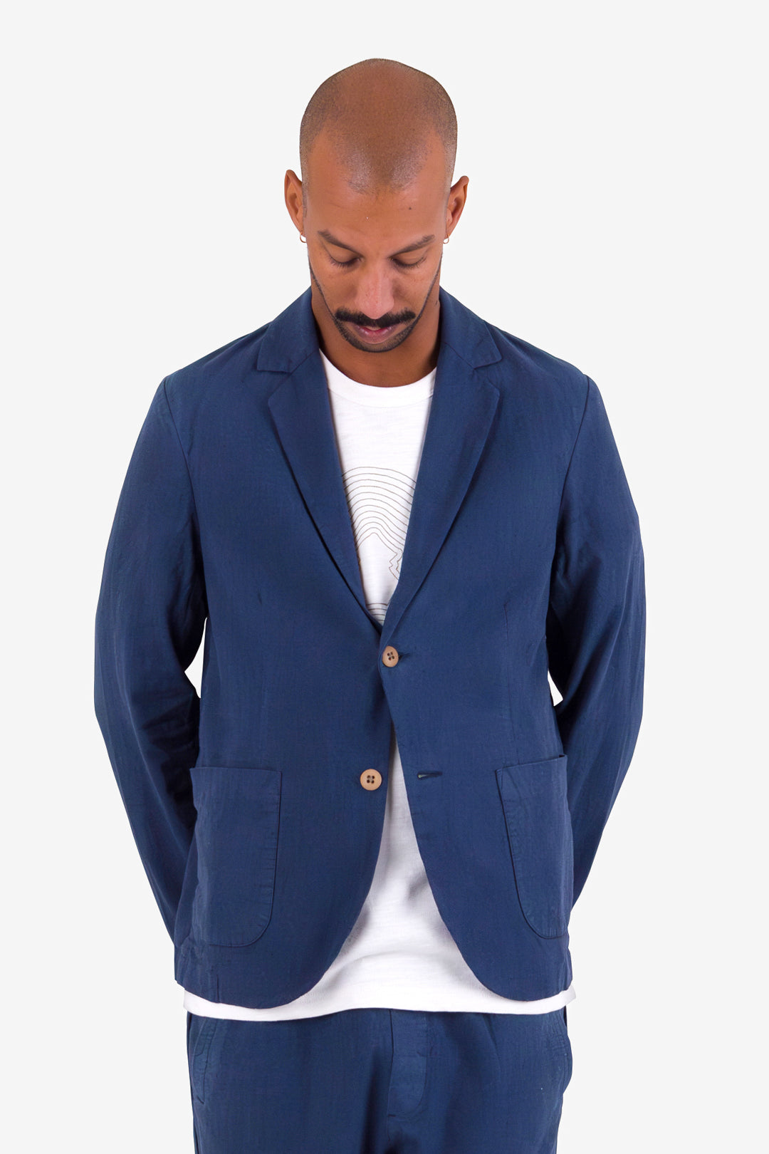 Cotton Linen Blazer - Soft Navy