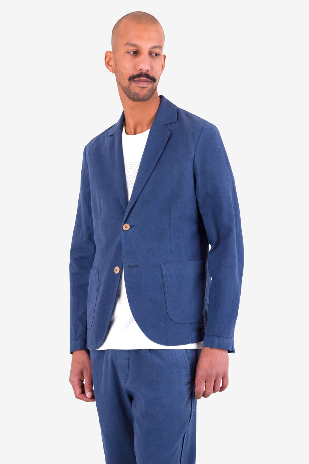 Cotton Linen Blazer - Soft Navy