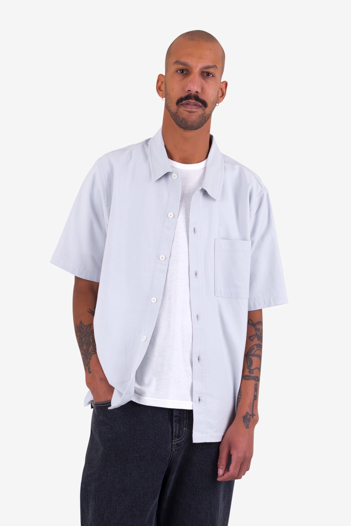 Gabe Shirt - Mineral Blue Linen Mix