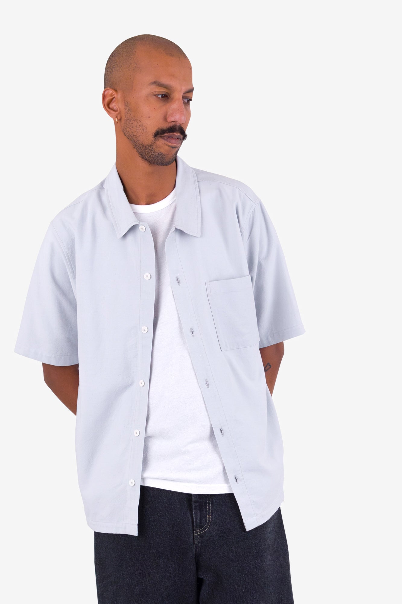 Gabe Shirt - Mineral Blue Linen Mix