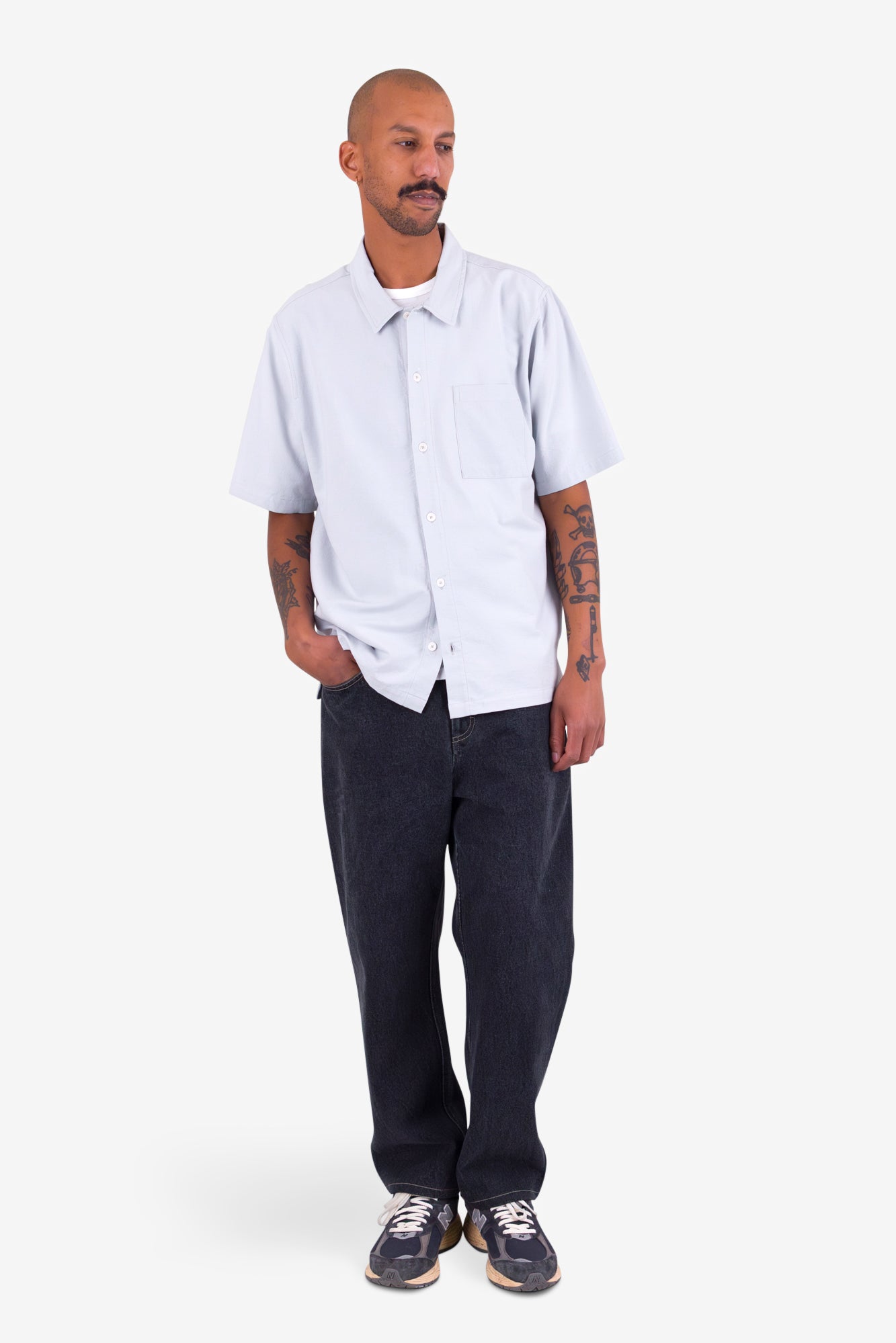 Gabe Shirt - Mineral Blue Linen Mix