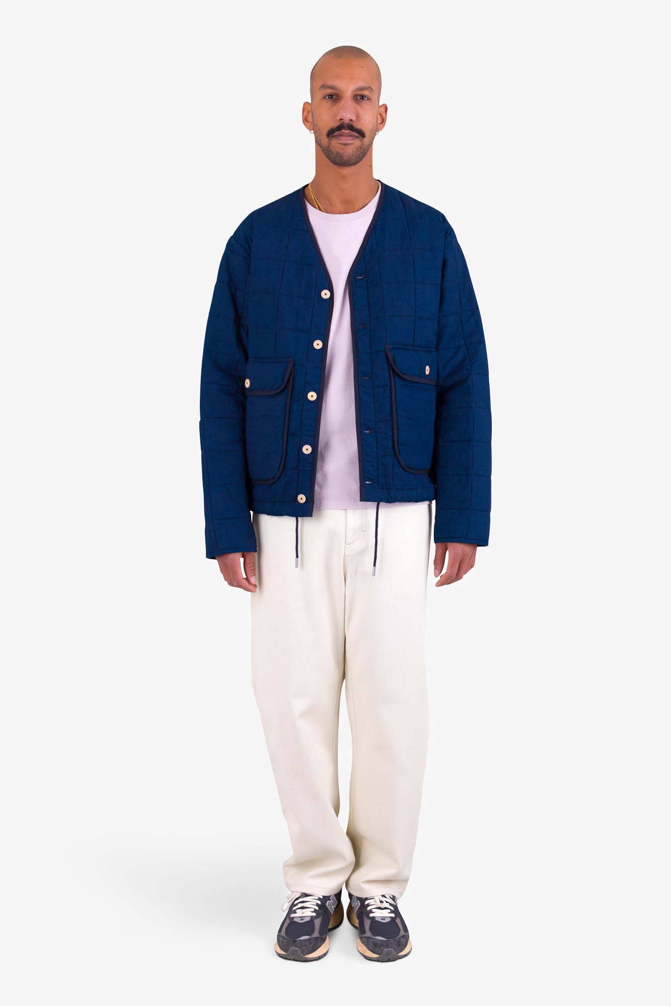 Lightweight Liner Jacket - Indigo Microcheck