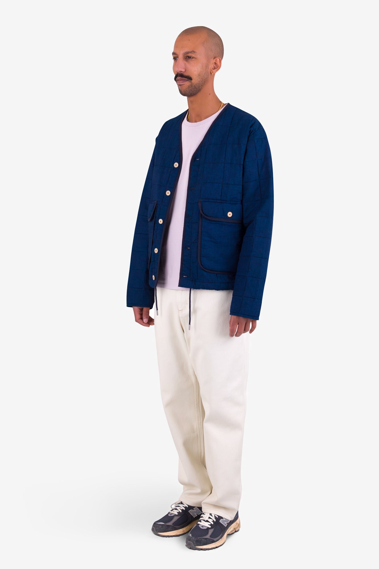 Lightweight Liner Jacket - Indigo Microcheck