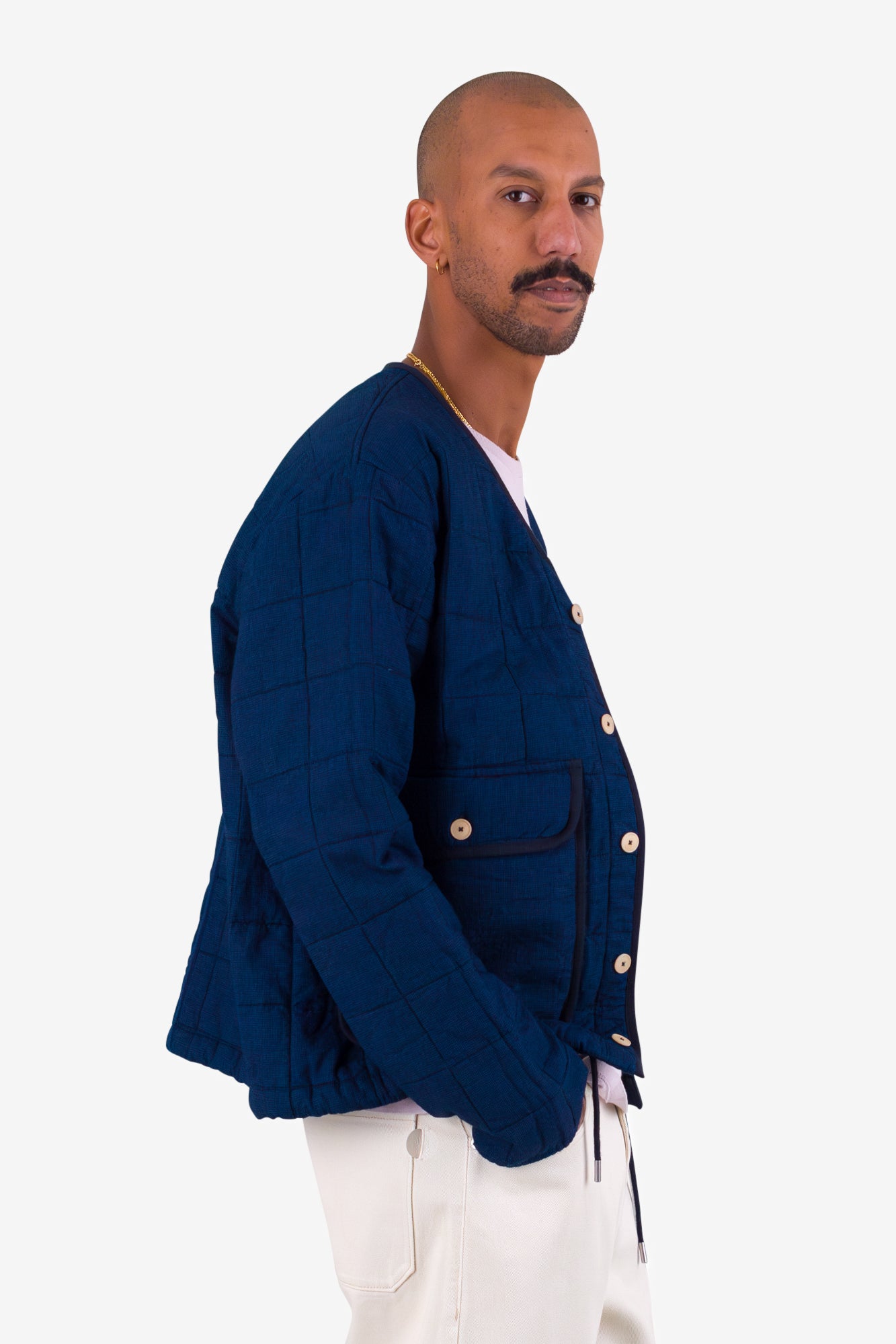 Lightweight Liner Jacket - Indigo Microcheck