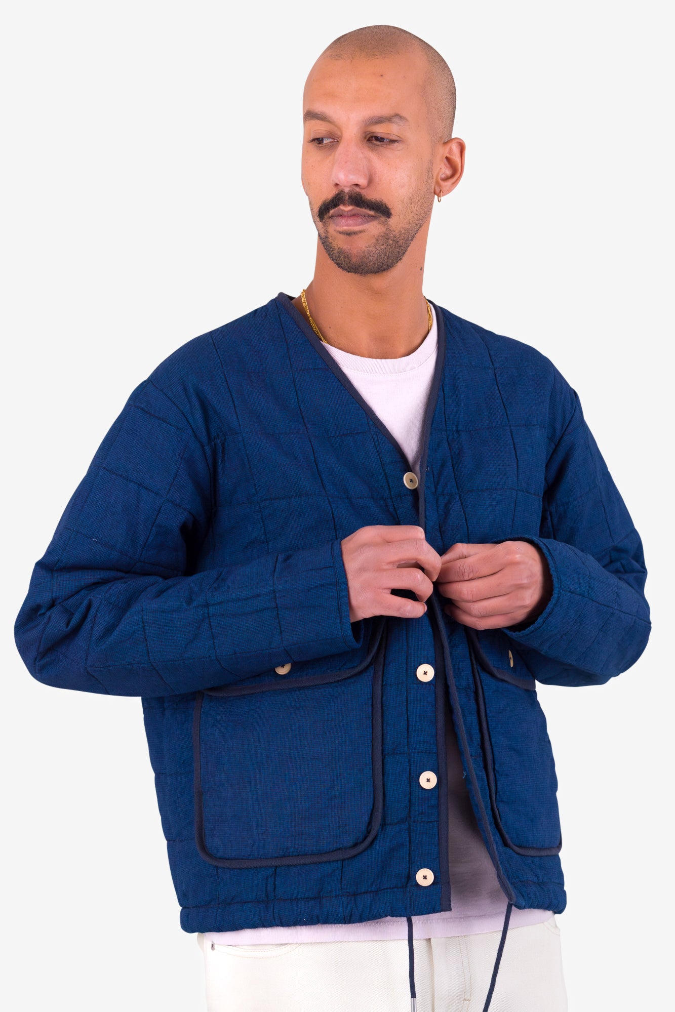 Lightweight Liner Jacket - Indigo Microcheck