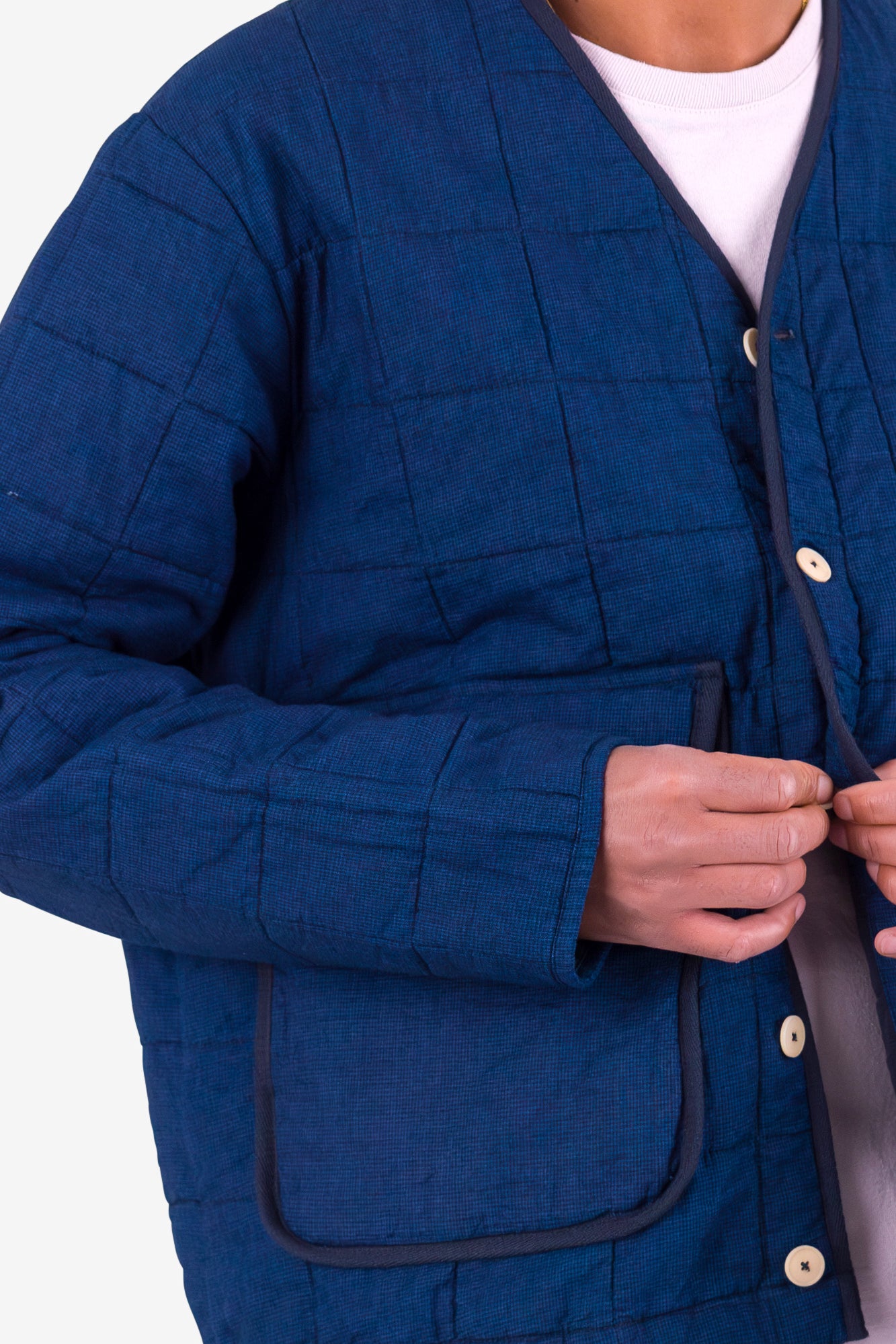 Lightweight Liner Jacket - Indigo Microcheck