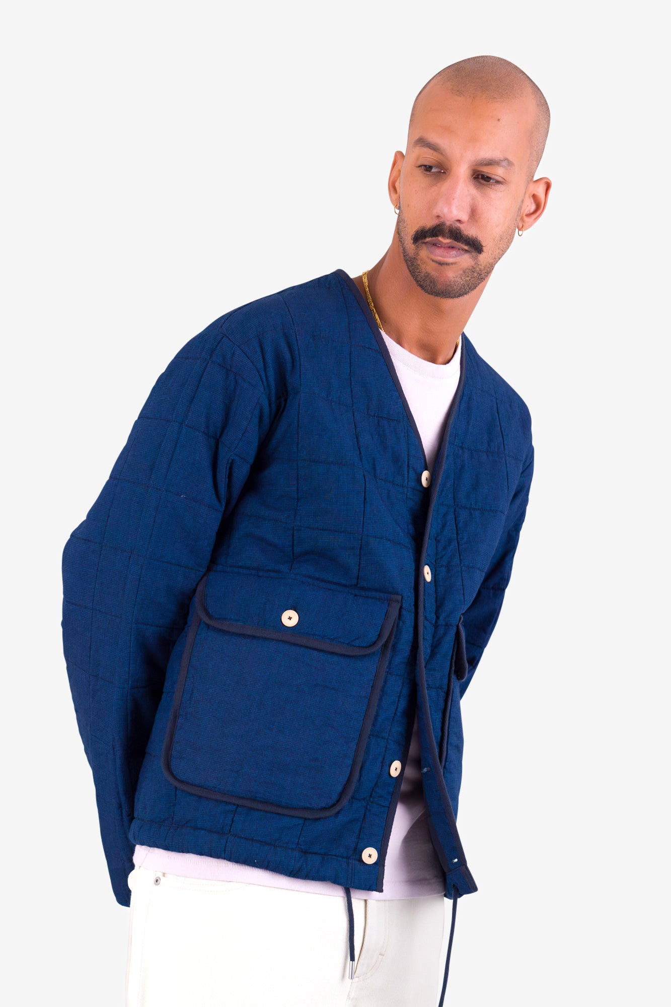 Lightweight Liner Jacket - Indigo Microcheck