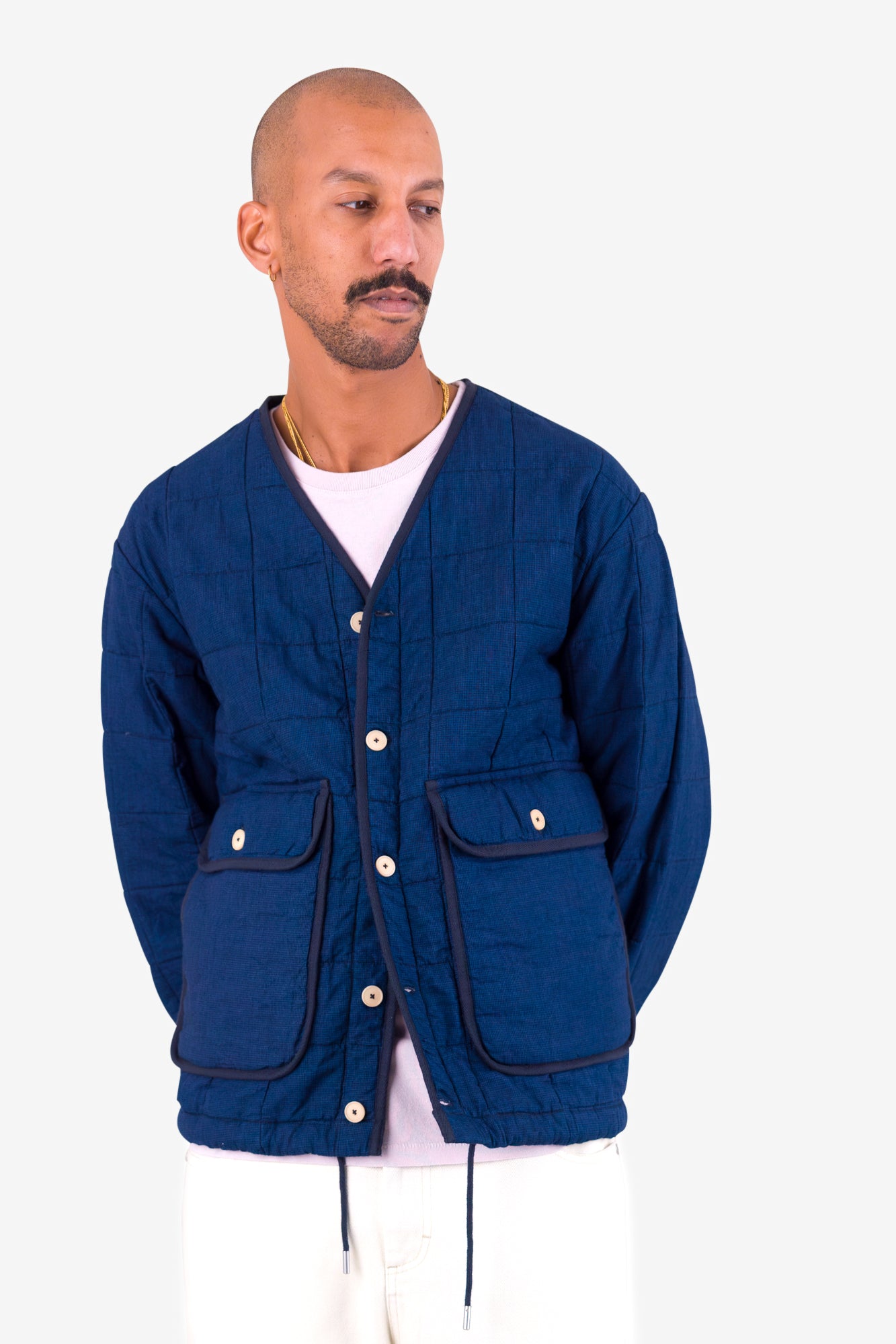 Lightweight Liner Jacket - Indigo Microcheck