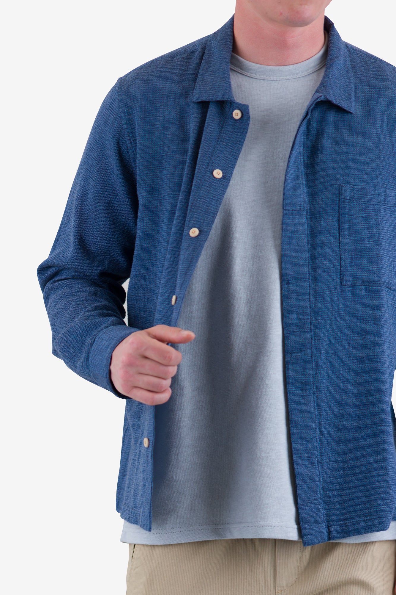 Patch Shirt - Indigo Basketweave