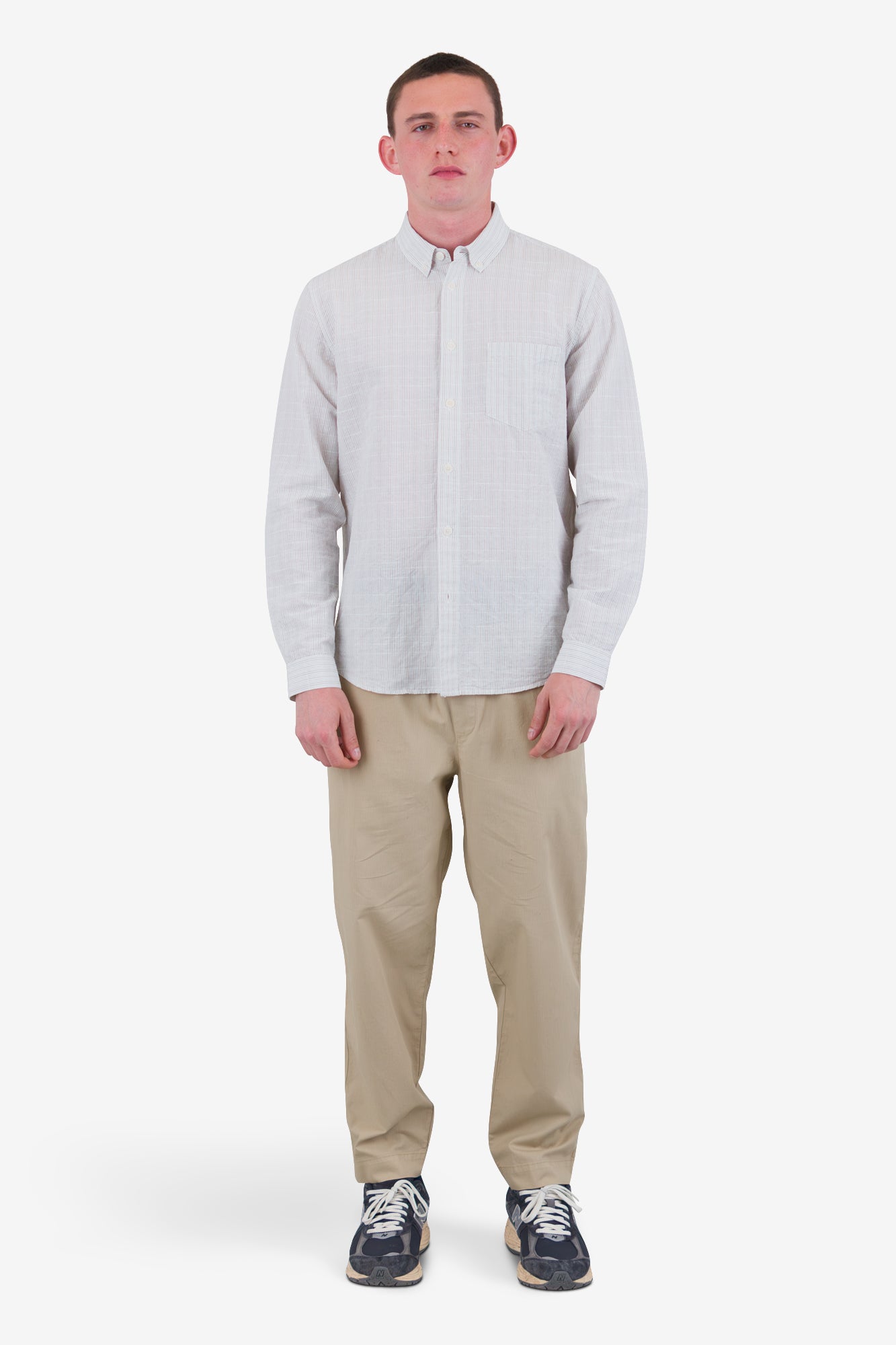 Relaxed Fit Shirt - Sage Microstripe Slub