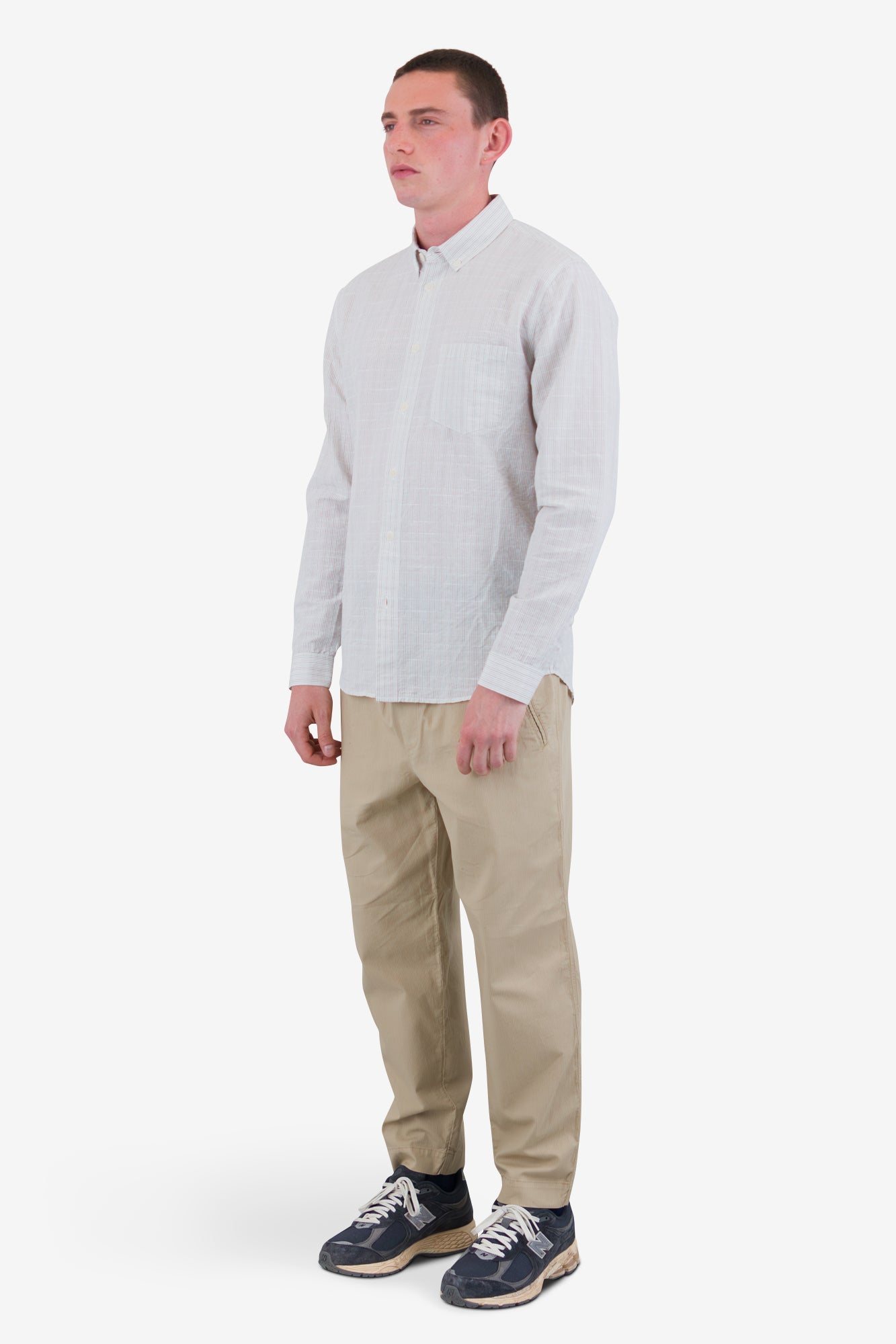 Relaxed Fit Shirt - Sage Microstripe Slub