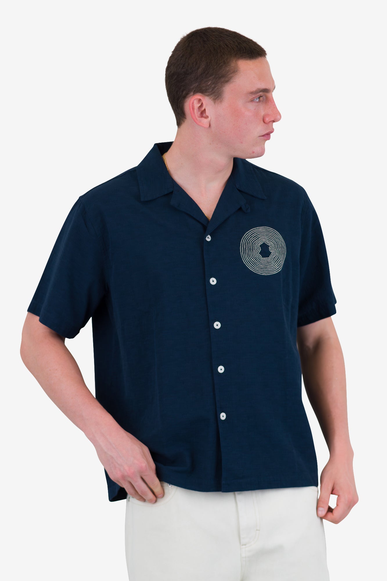 Relaxed Soft Collar Shirt - Navy