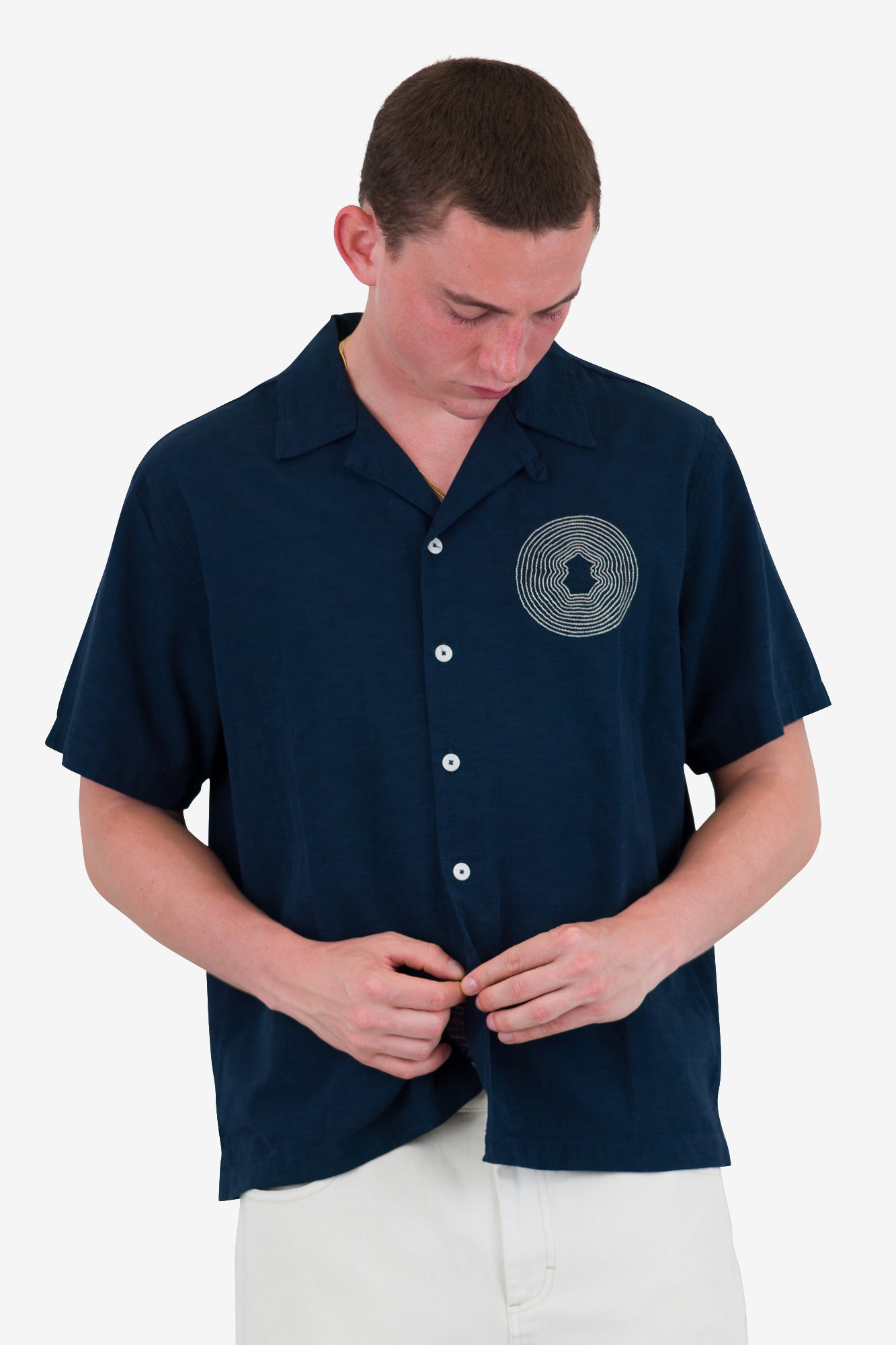 Relaxed Soft Collar Shirt - Navy