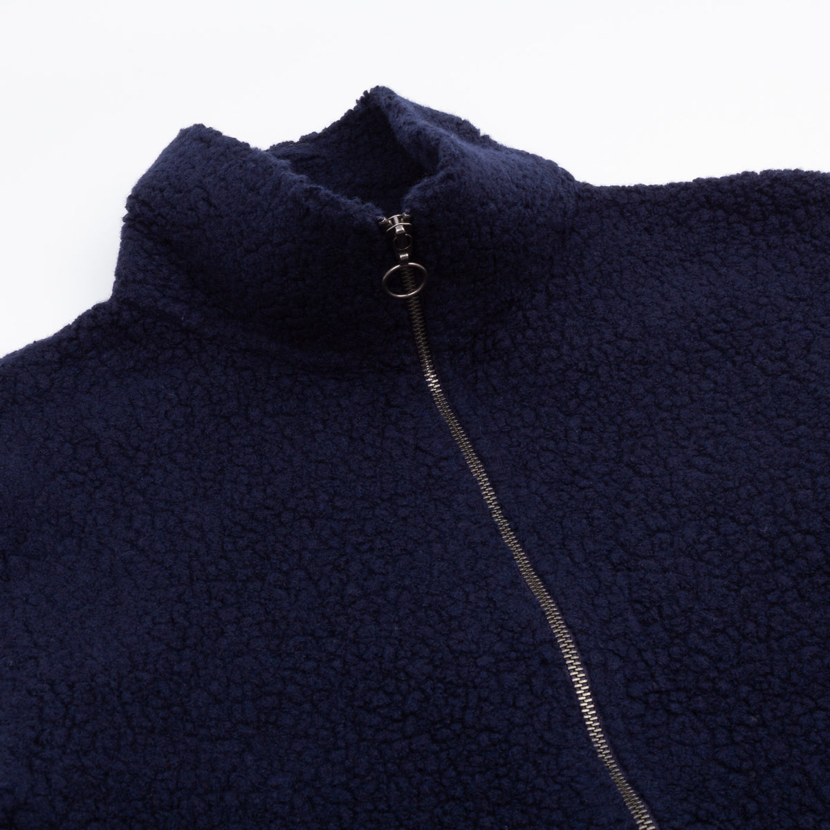 Zipped Sherpa Jacket - Navy Wool