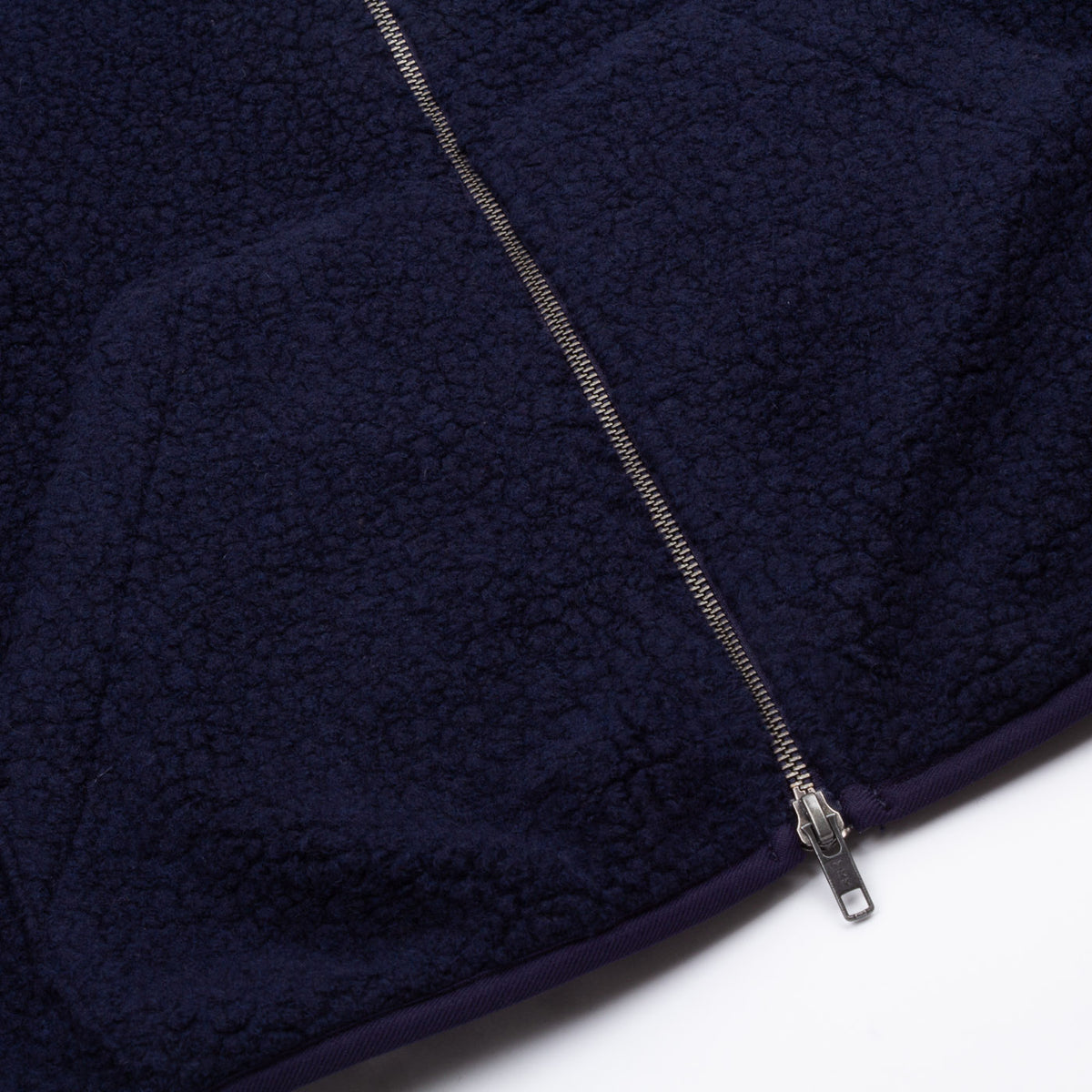 Zipped Sherpa Jacket - Navy Wool