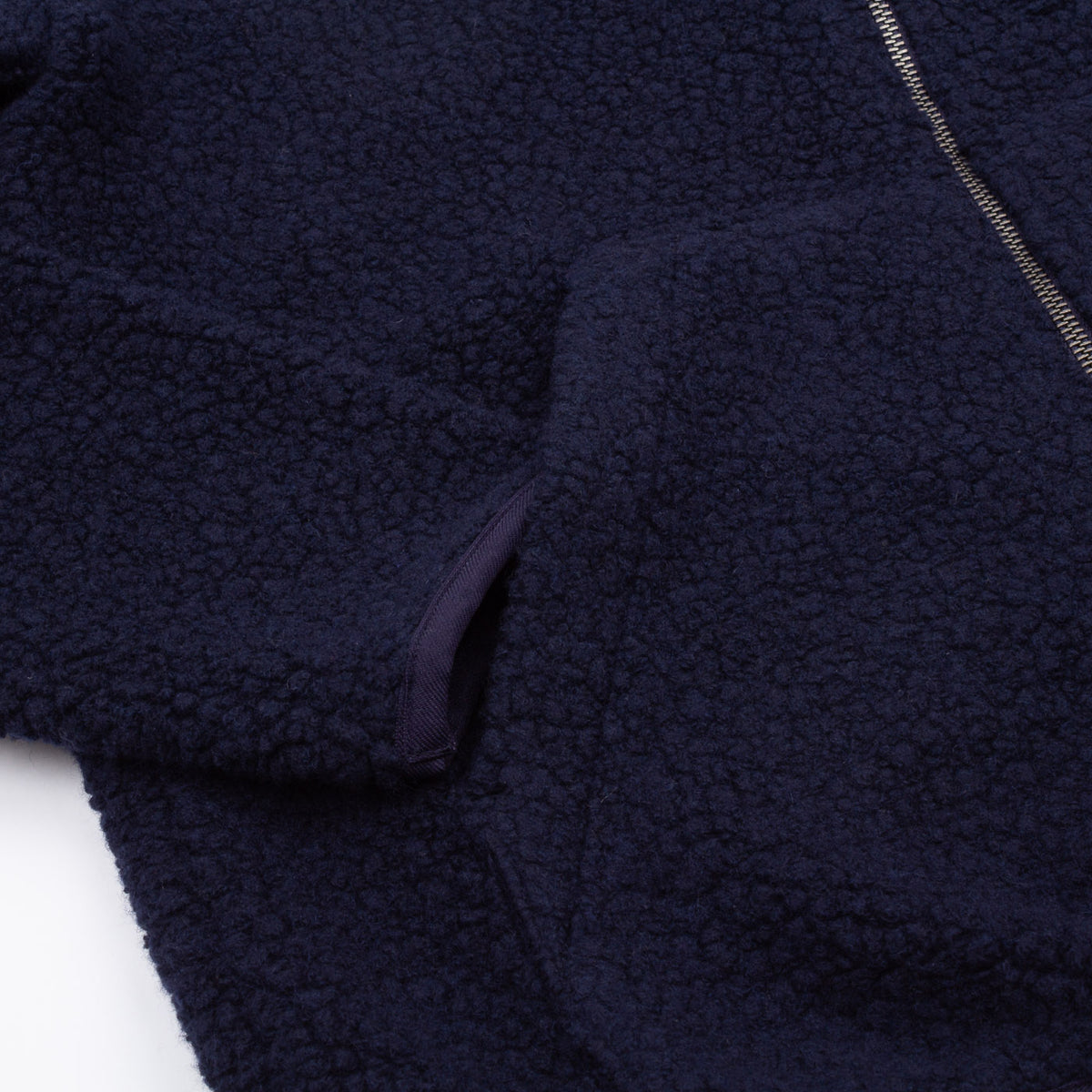 Zipped Sherpa Jacket - Navy Wool