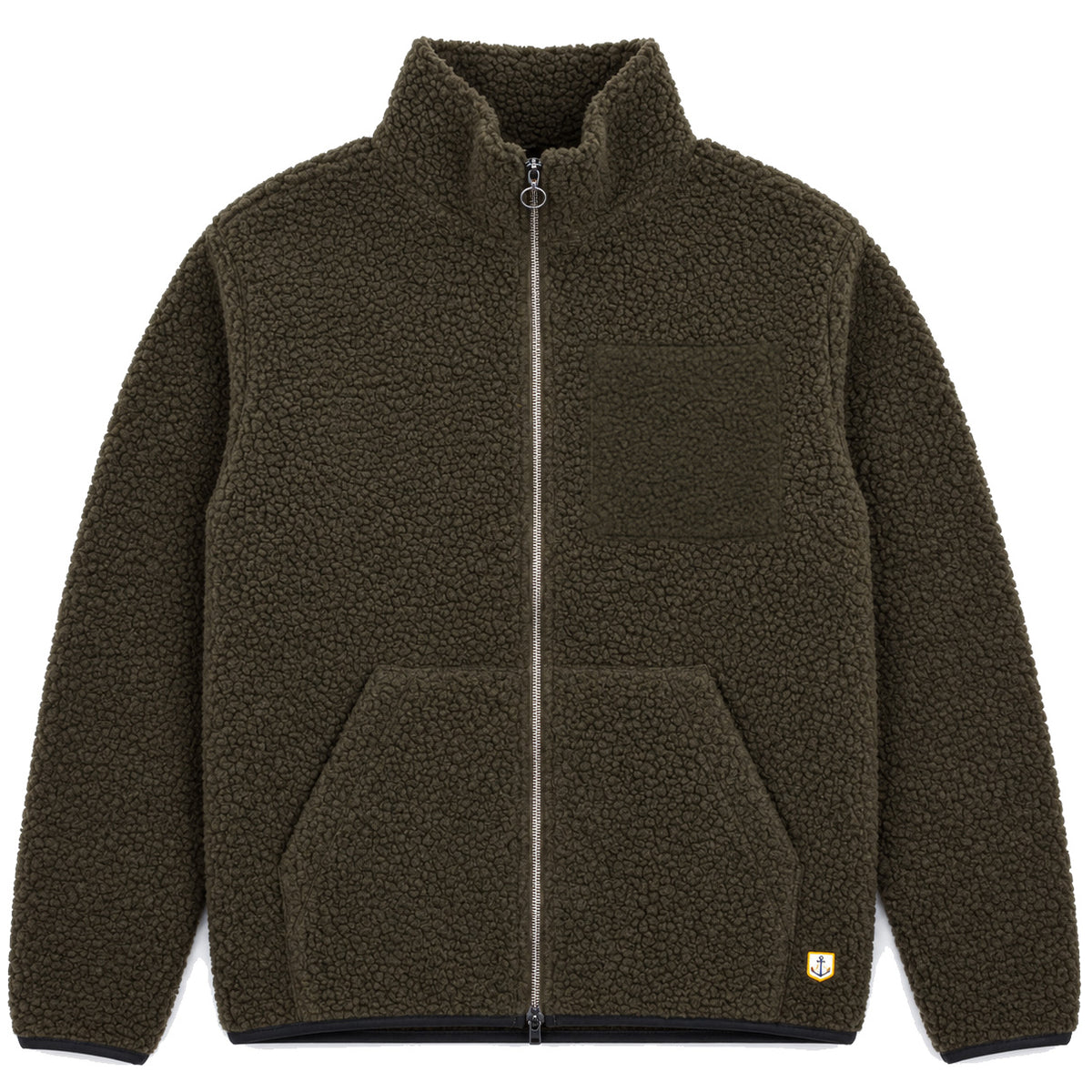 Zipped Sherpa Jacket - Olive Wool