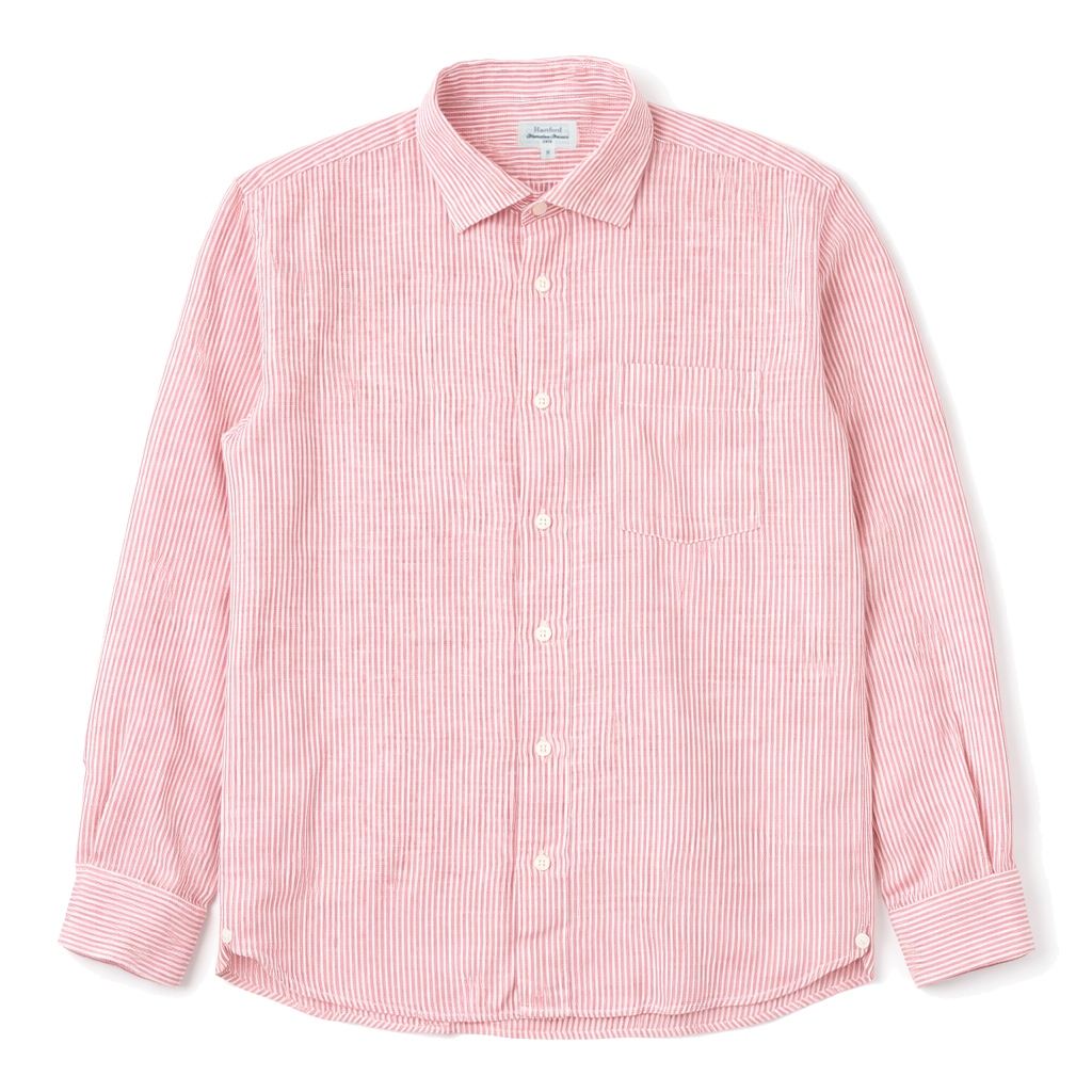 Paul Shirt 1018 - Pink & White Linen (05)