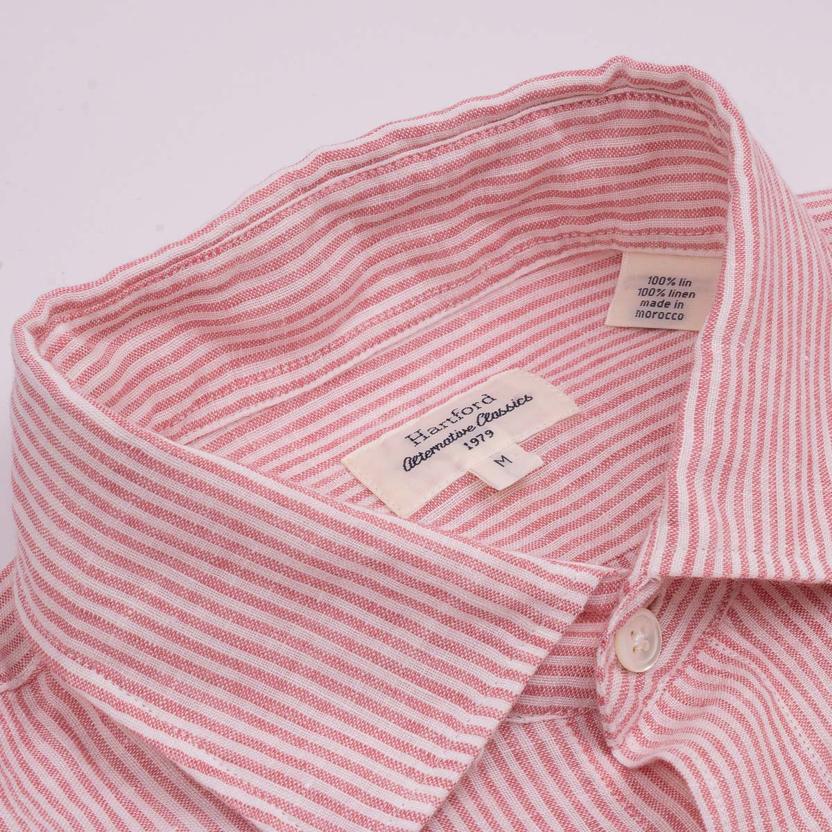 Paul Shirt 1018 - Pink & White Linen (05)