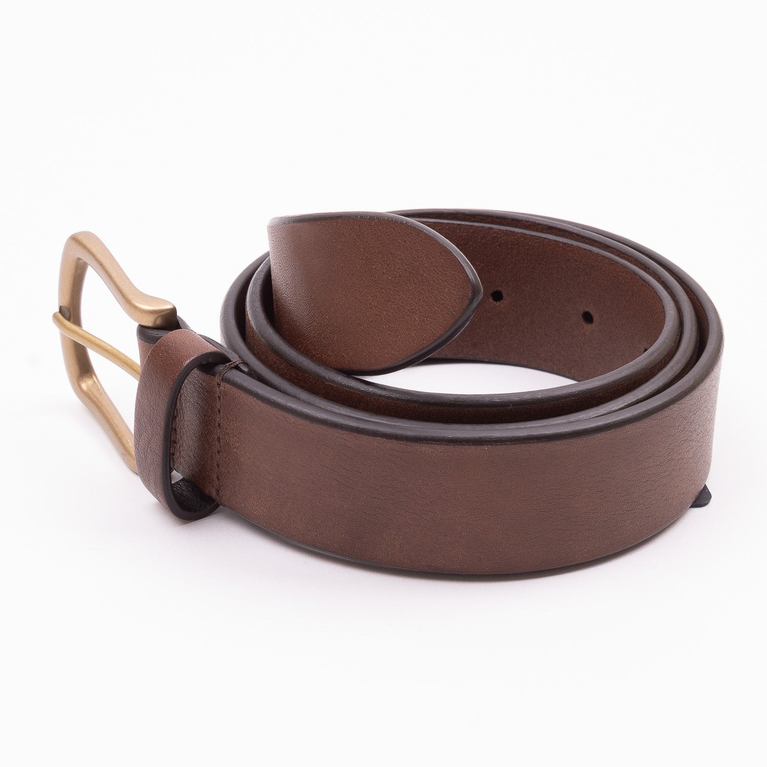 Grained Bull Calf Leather Belt - Brown