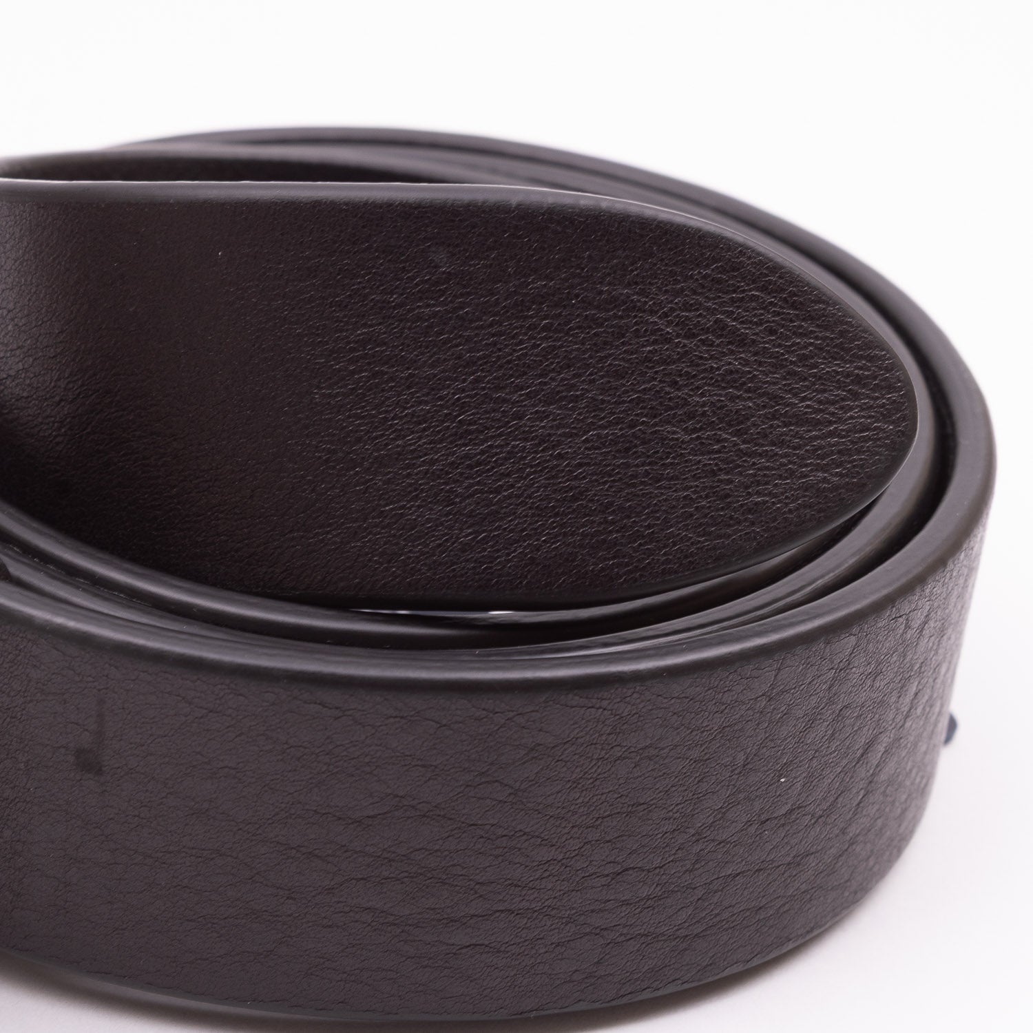 Grained Bull Calf Leather Belt - Black