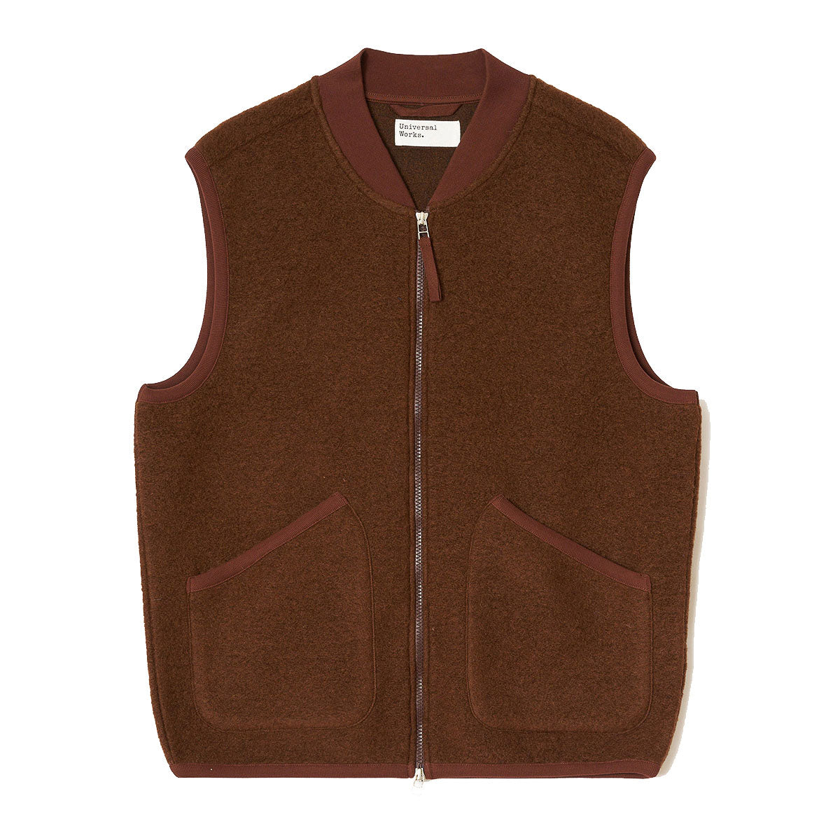 Zip Waistcoat - Cacao Wool Fleece