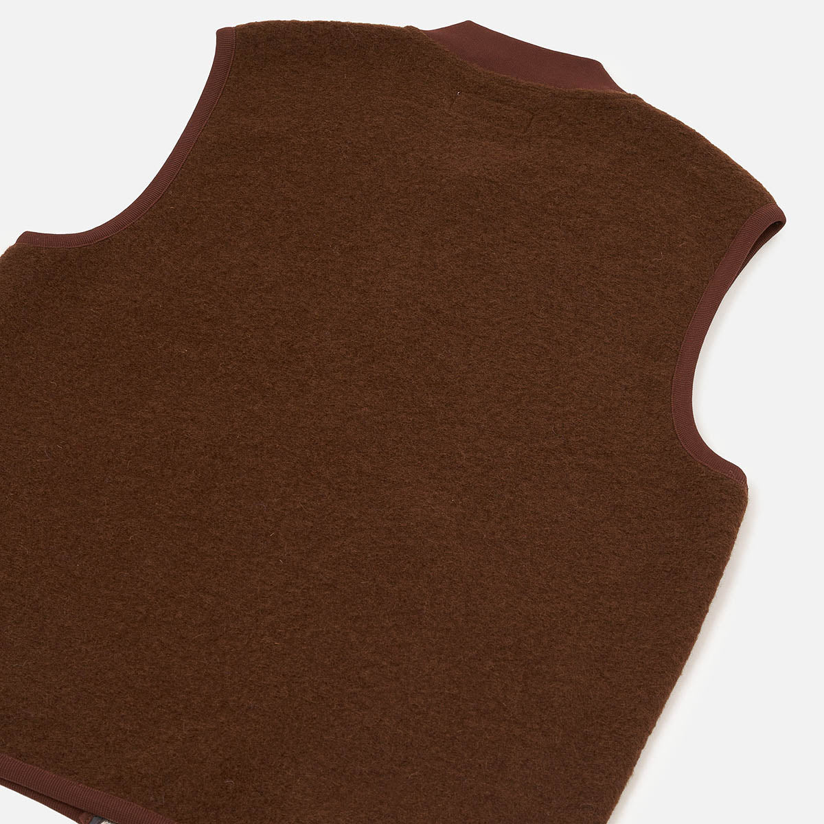 Zip Waistcoat - Cacao Wool Fleece
