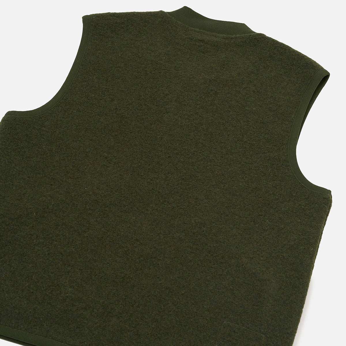 Zip Waistcoat - Olive Wool Fleece