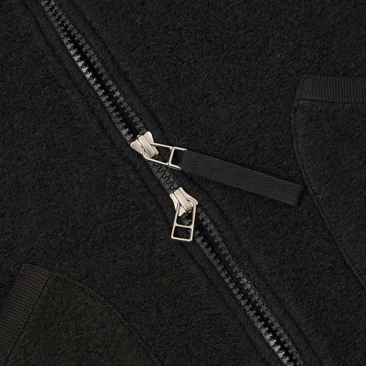 Zip Waistcoat - Black Wool Fleece