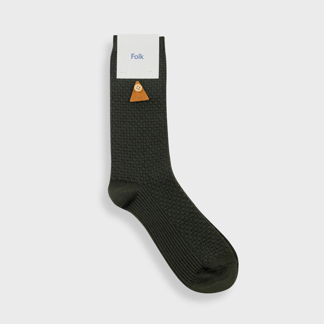 Waffle Sock - Dark Olive