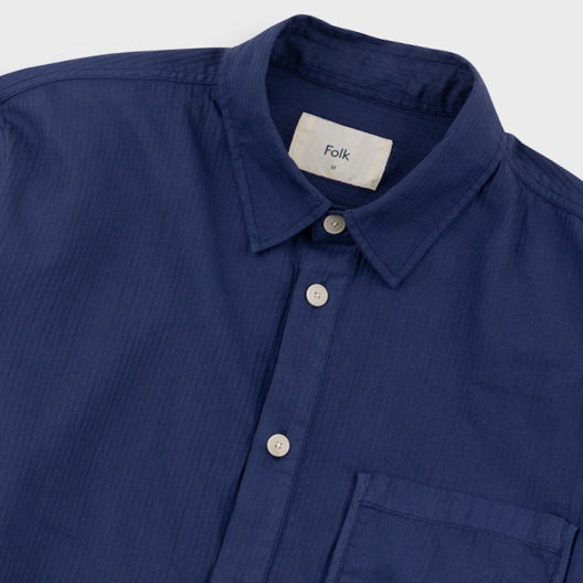 Herringbone Curve Shirt - Soft Navy