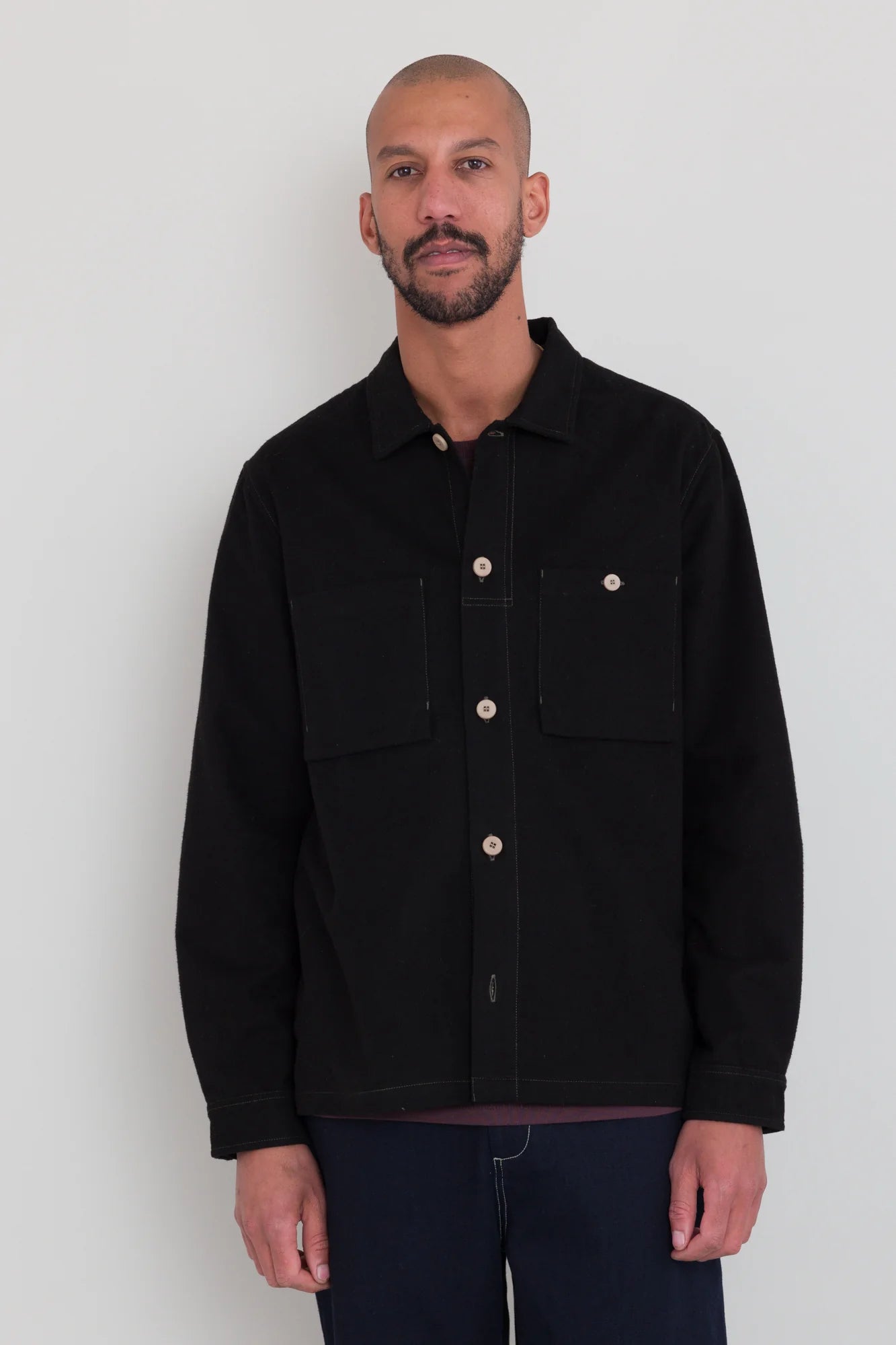 Patch Overshirt - Black Moleskin