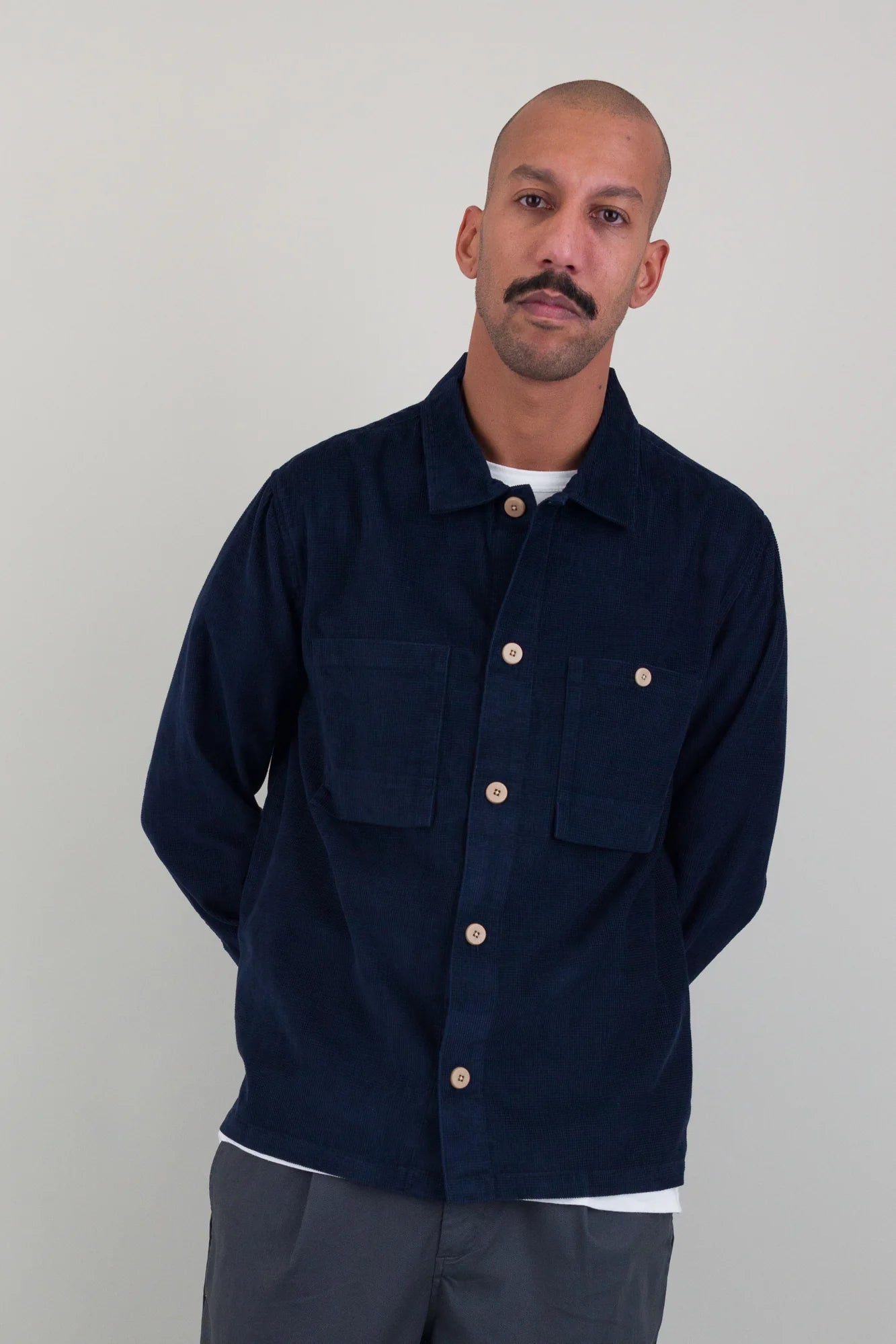 Patch Overshirt - Indigo Blue Microcheck Cord