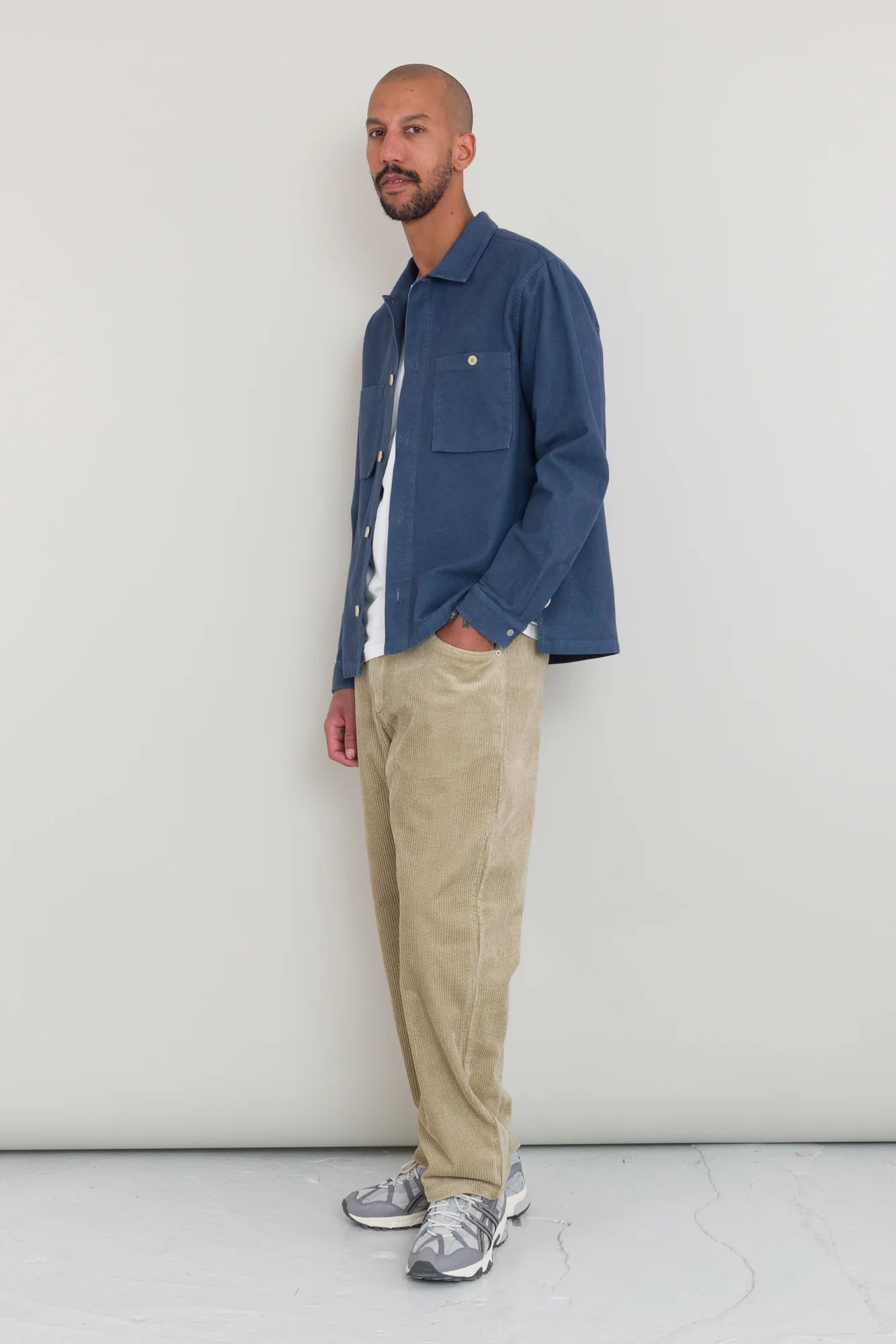 Patch Overshirt - Steel Blue Moleskin