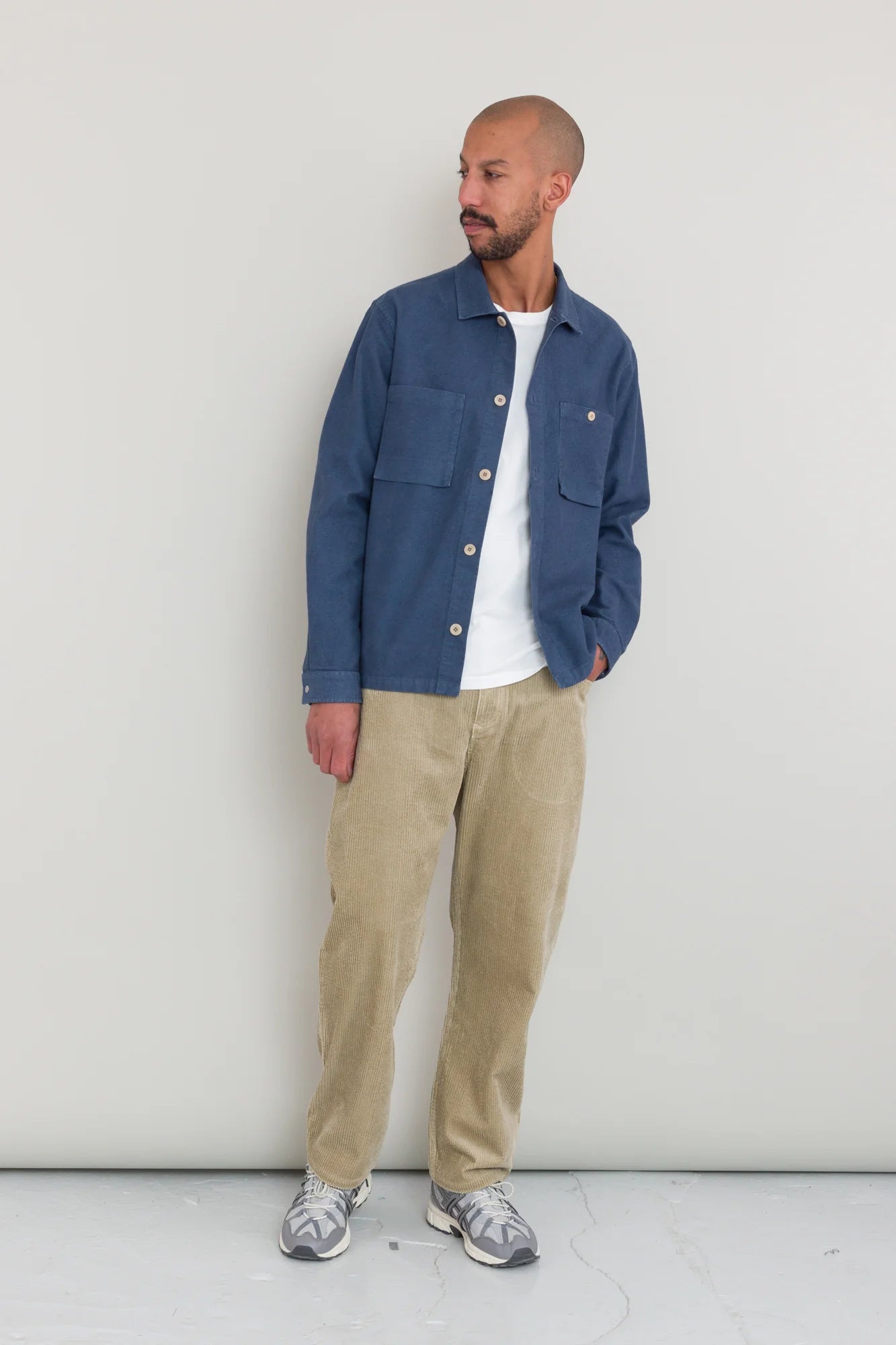 Patch Overshirt - Steel Blue Moleskin