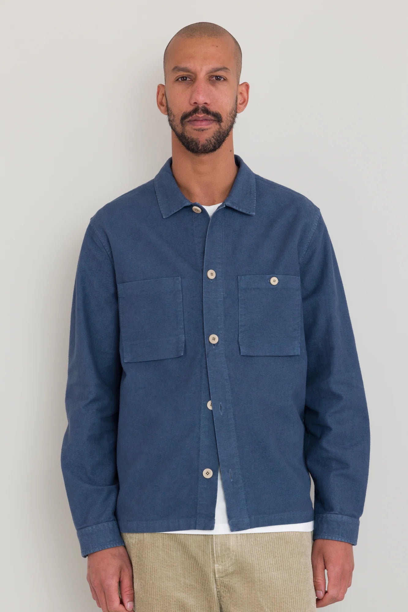 Patch Overshirt - Steel Blue Moleskin