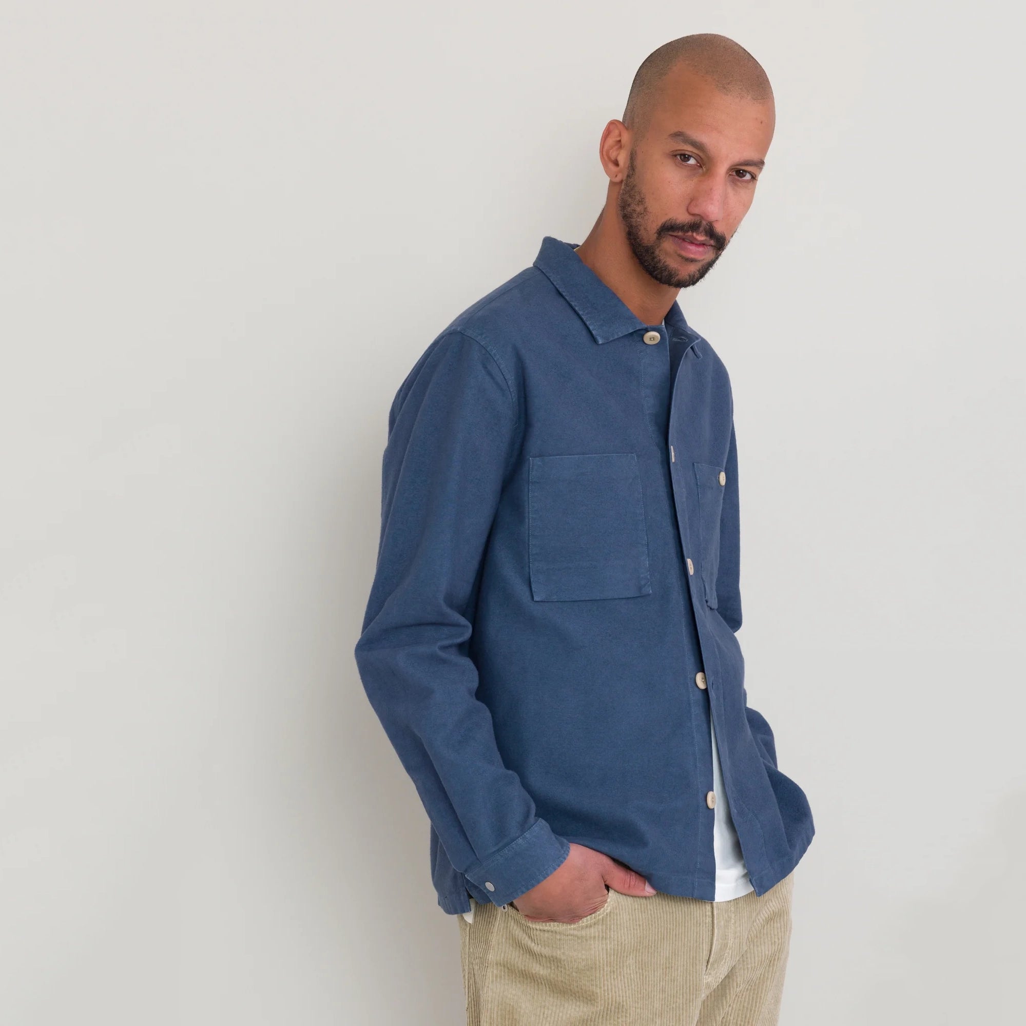 Patch Overshirt - Steel Blue Moleskin