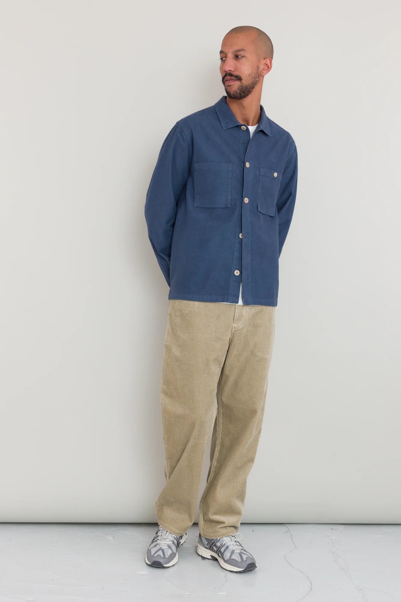 Patch Overshirt - Steel Blue Moleskin