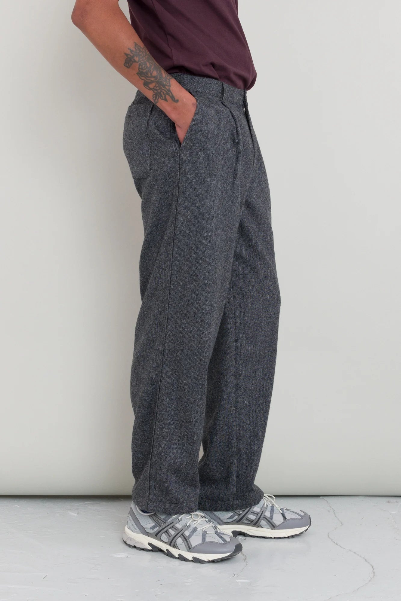 Wide Fit Trouser - Charcoal Wool Melange